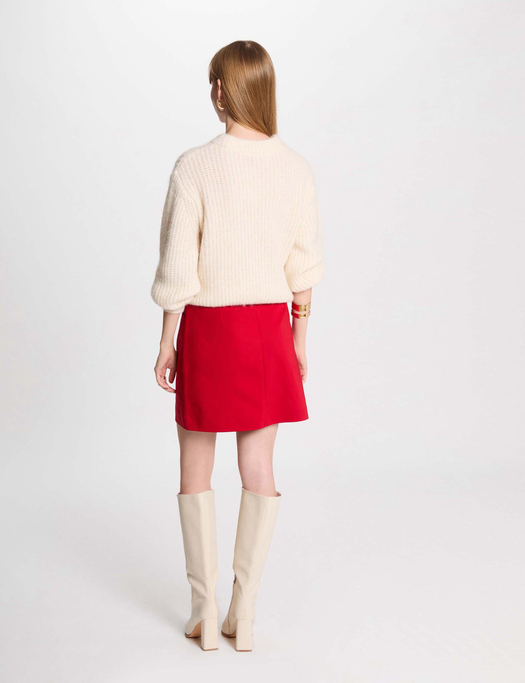jersey cuello redondo marfil mujer Jersey cuello redondo marfil mujer
