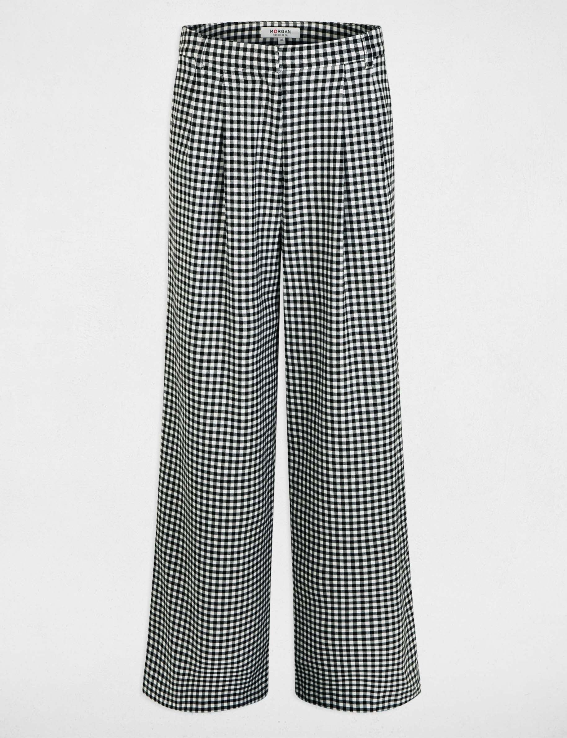 Pantal&oacute;n ancho con pliegues negro mujer