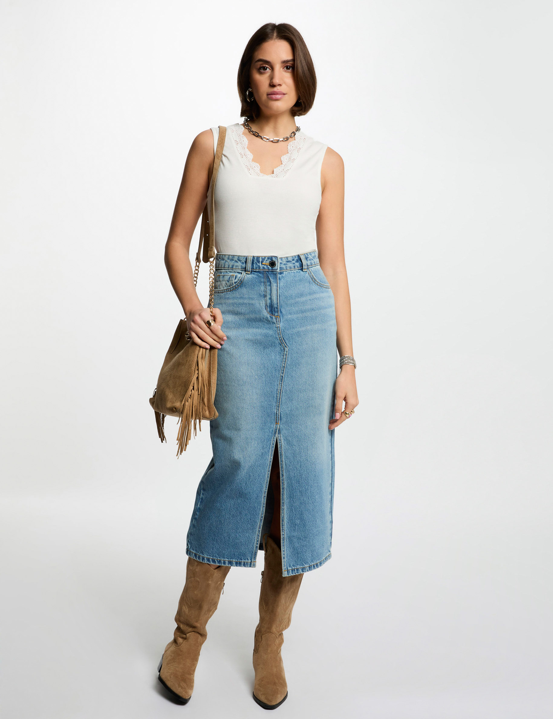 top sin manga blanco mujer Top sin manga blanco mujer
