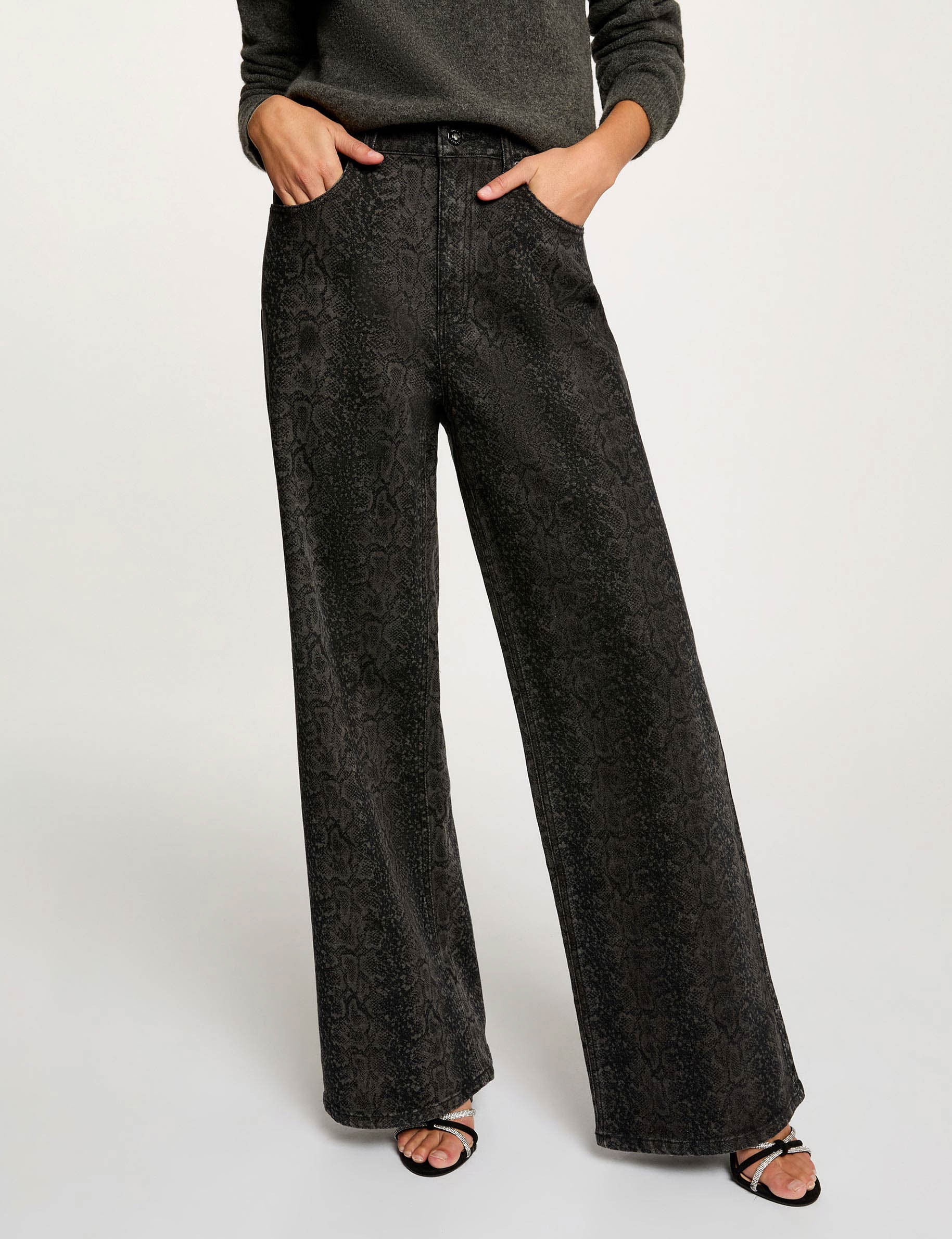 Jean ancho de tiro alto multicolor mujer
