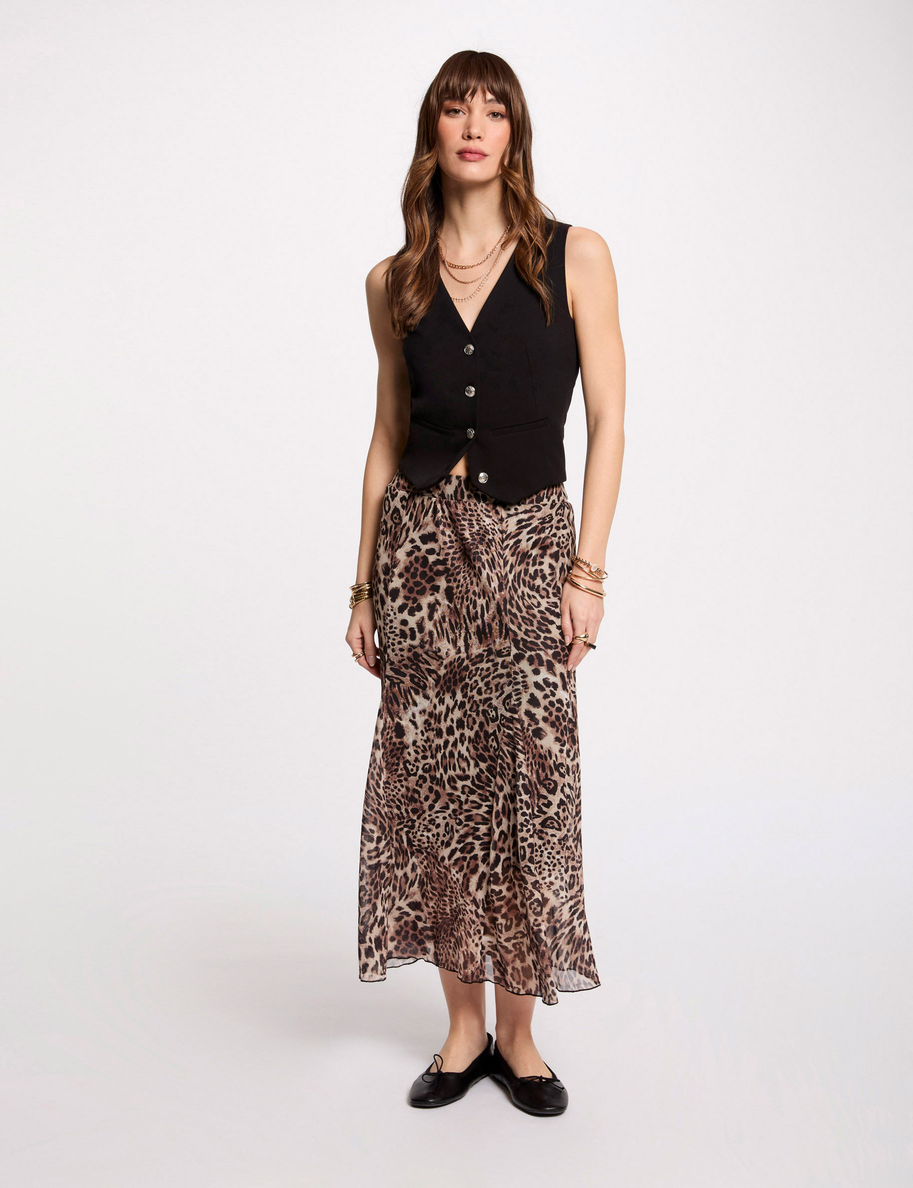 falda larga estampada multicolor mujer Falda larga estampada multicolor mujer