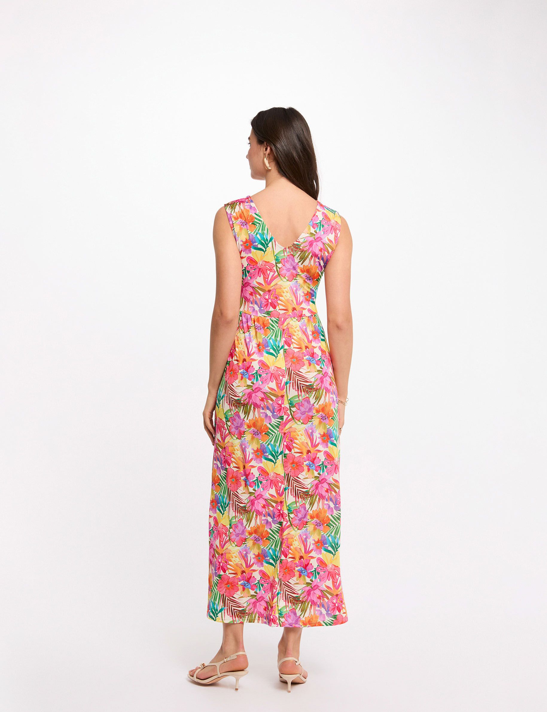Vestido largo con escote multicolor mujer