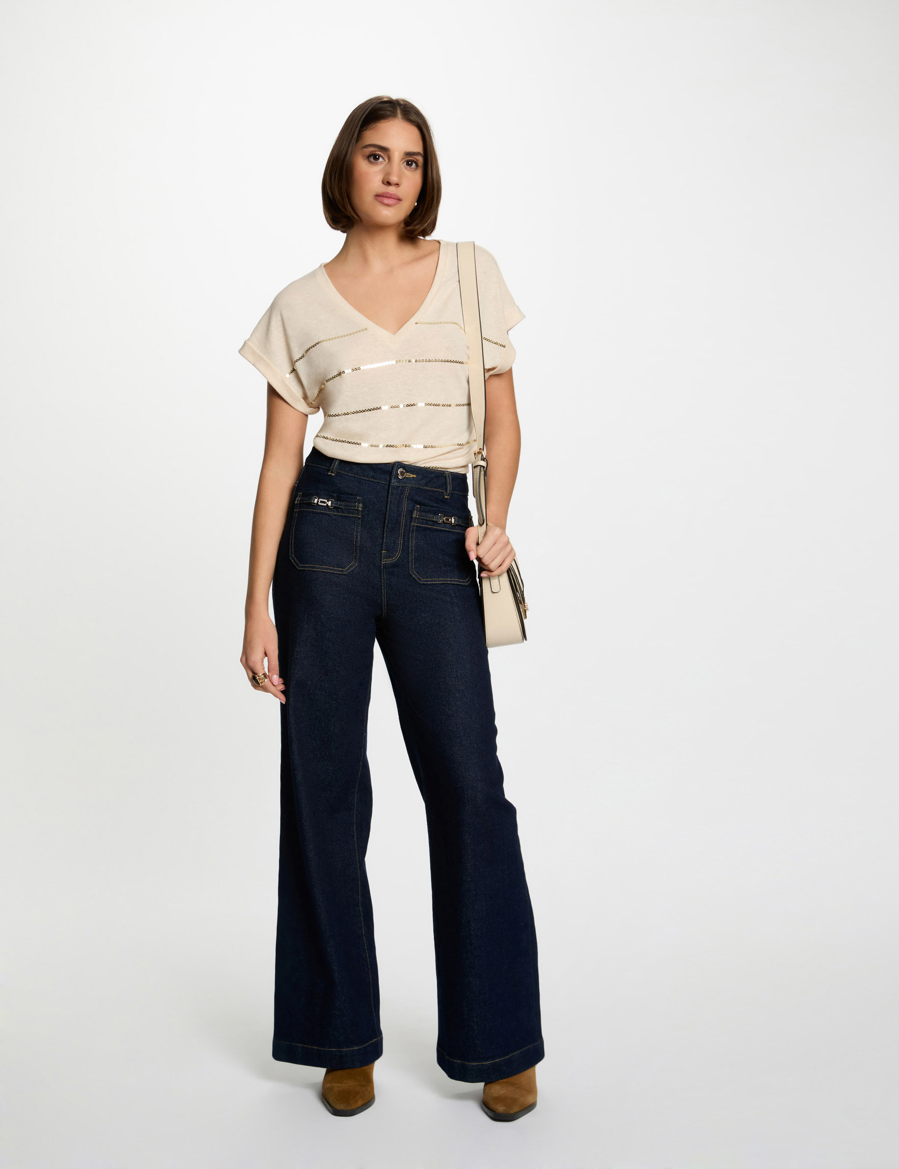 camiseta manga corta creme mujer Camiseta manga corta creme mujer