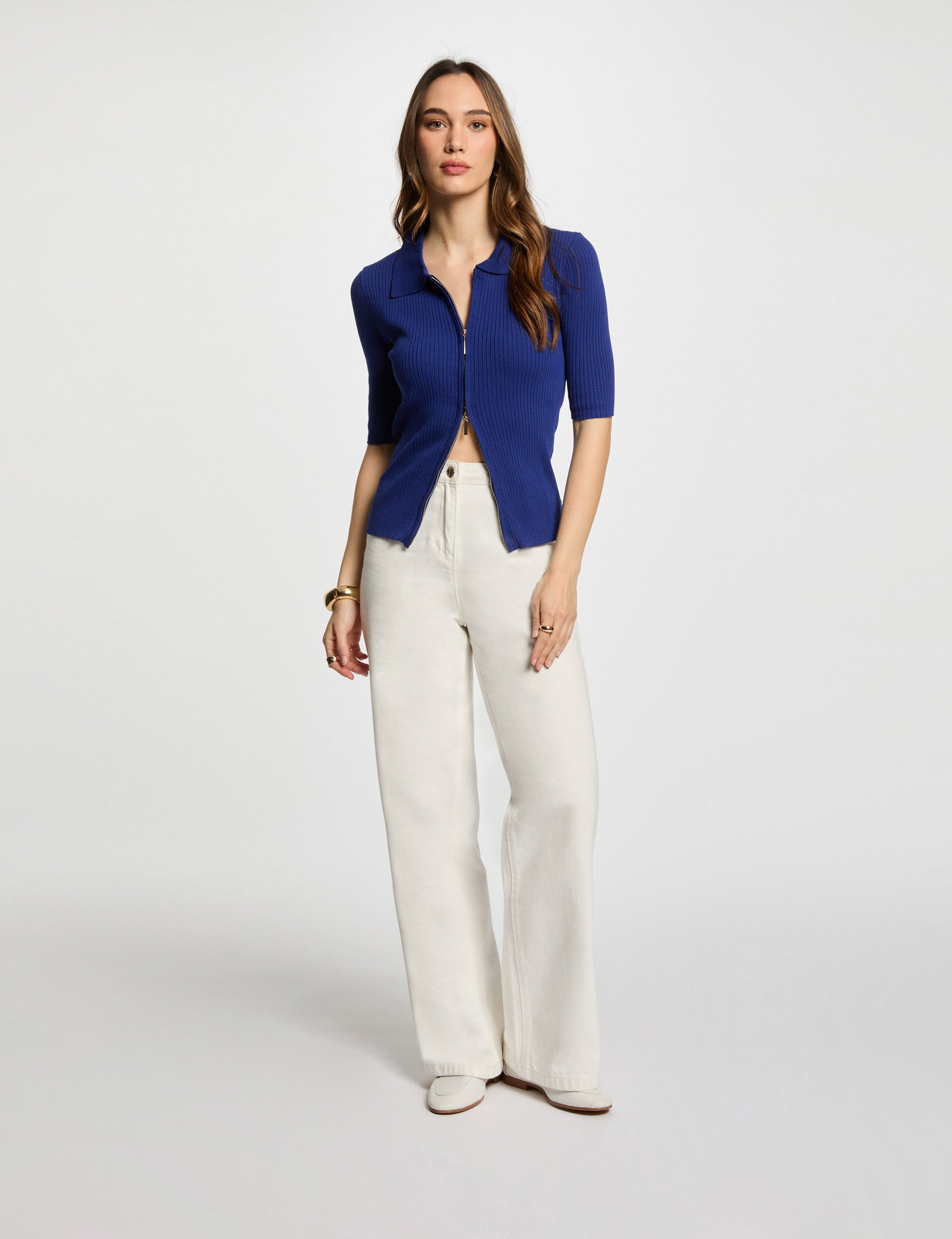 cardigan manga 34 azul petroleo mujer Cárdigan manga 3/4 azul petróleo mujer