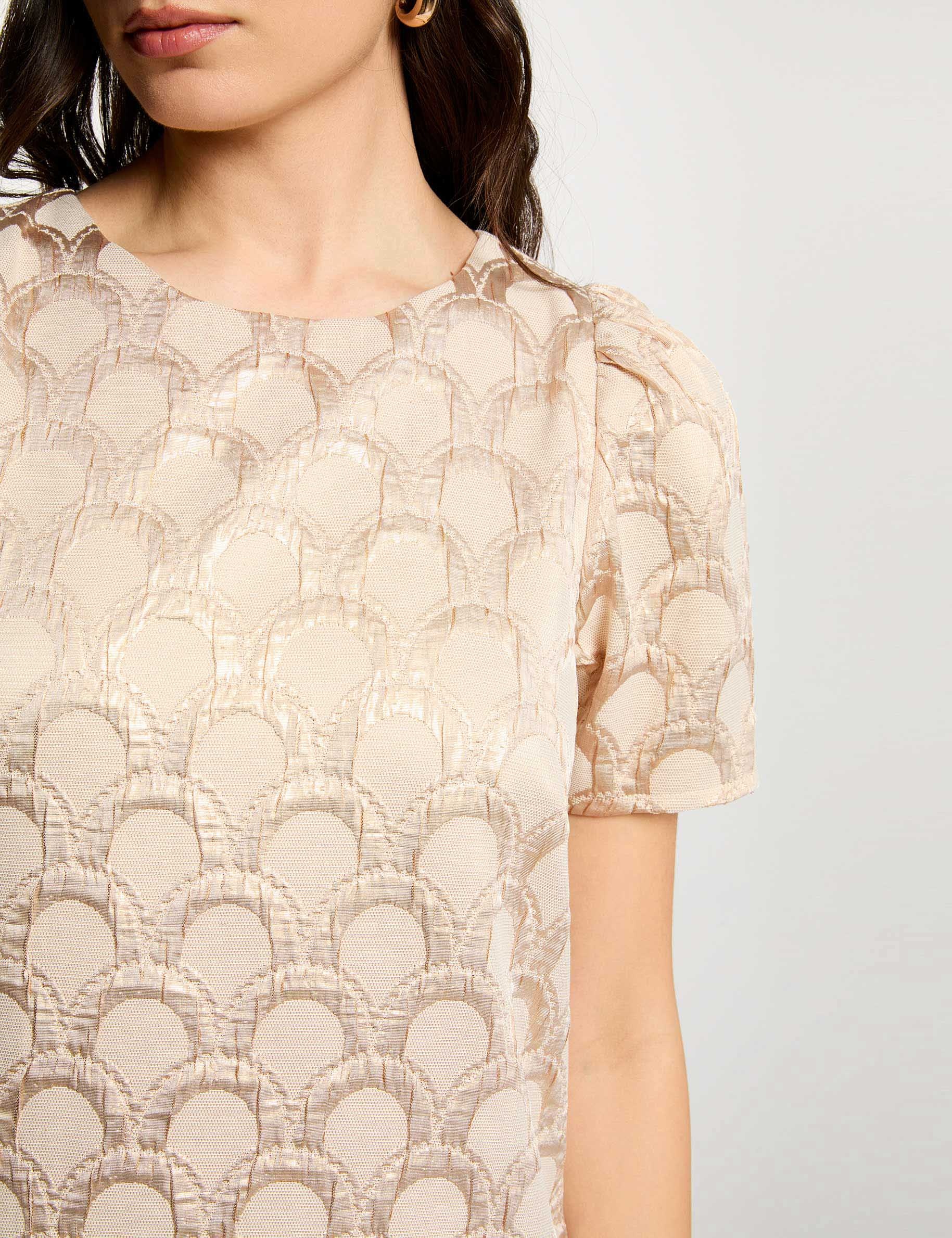 Vestido corto jacquard rosa pastel mujer