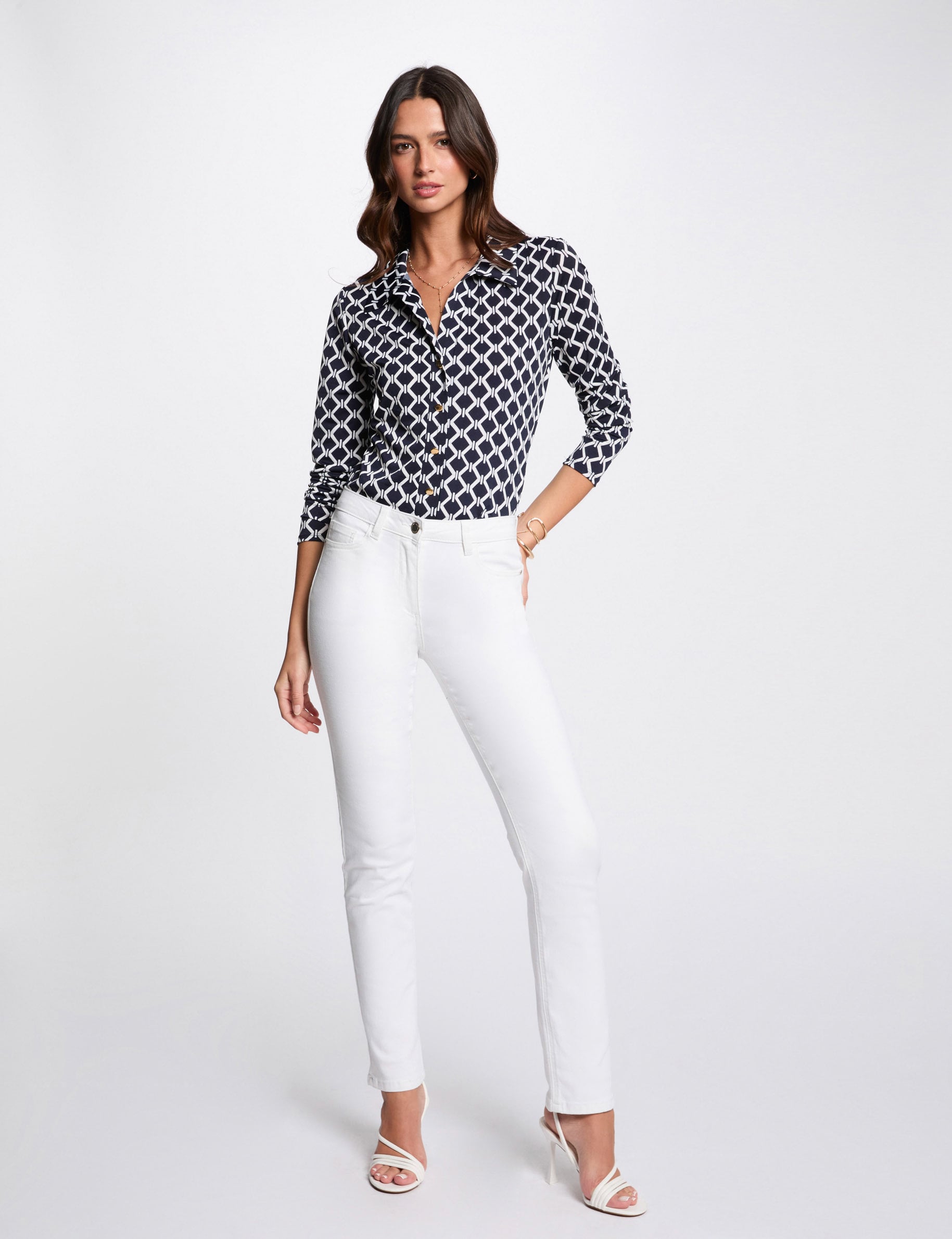 Pantal&oacute;n recto blanco mujer
