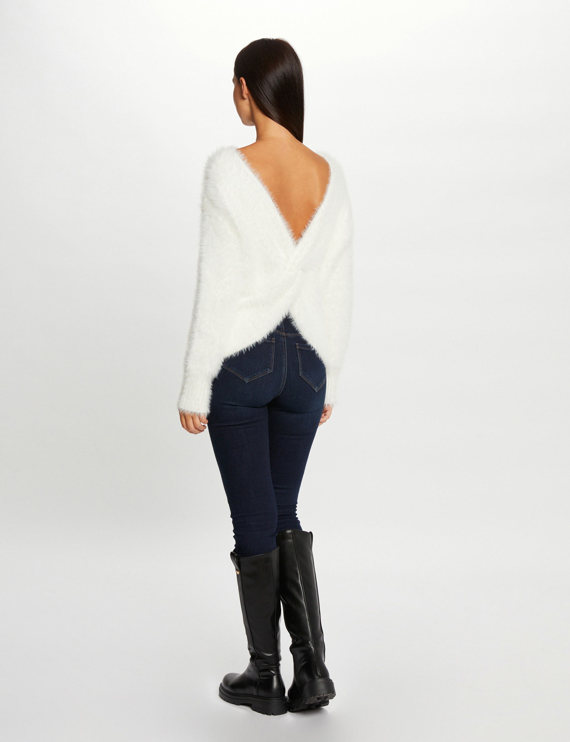 jersey manga larga con espalda abertura crudo mujer Jersey manga larga con espalda abertura crudo mujer