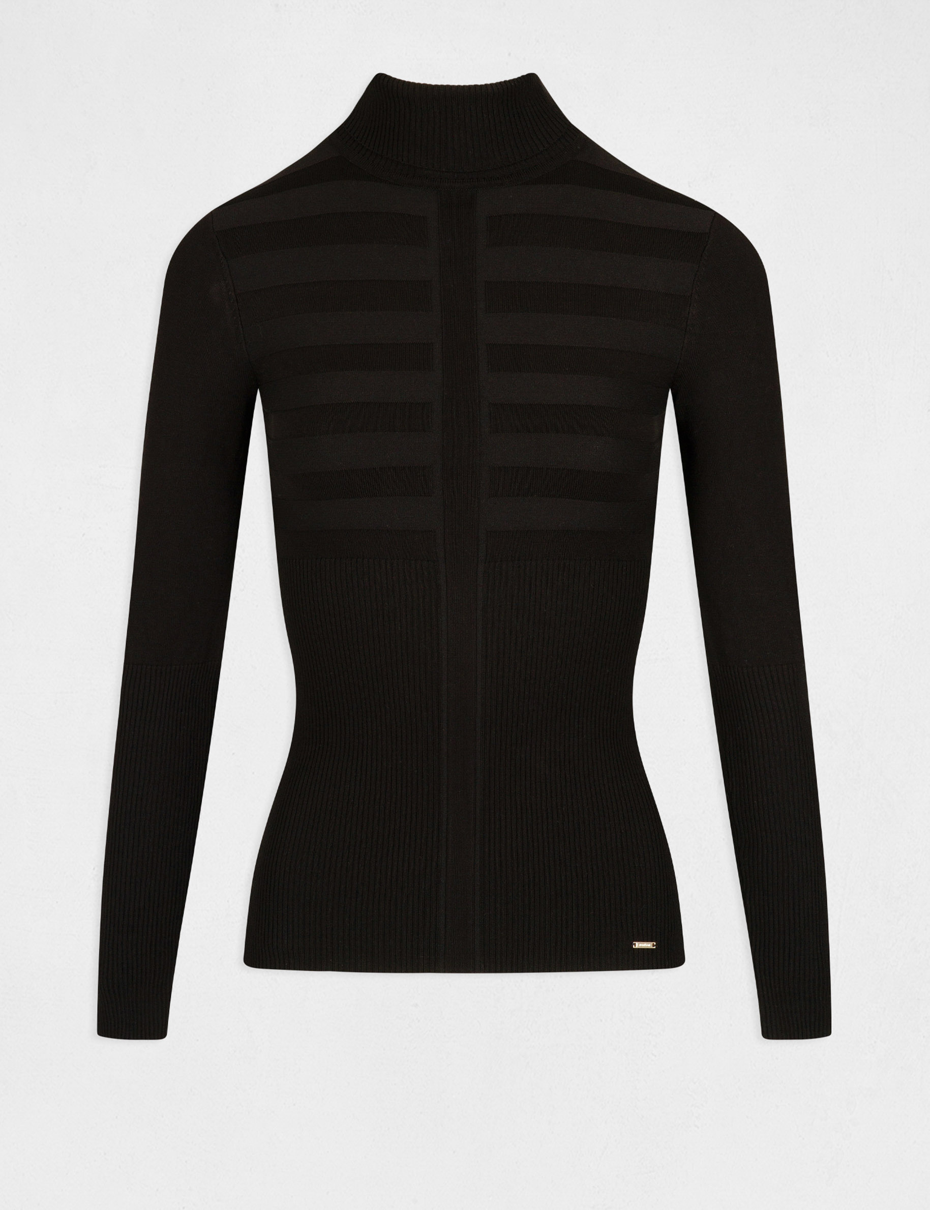 Jersey de cuello alto ajustado negro mujer