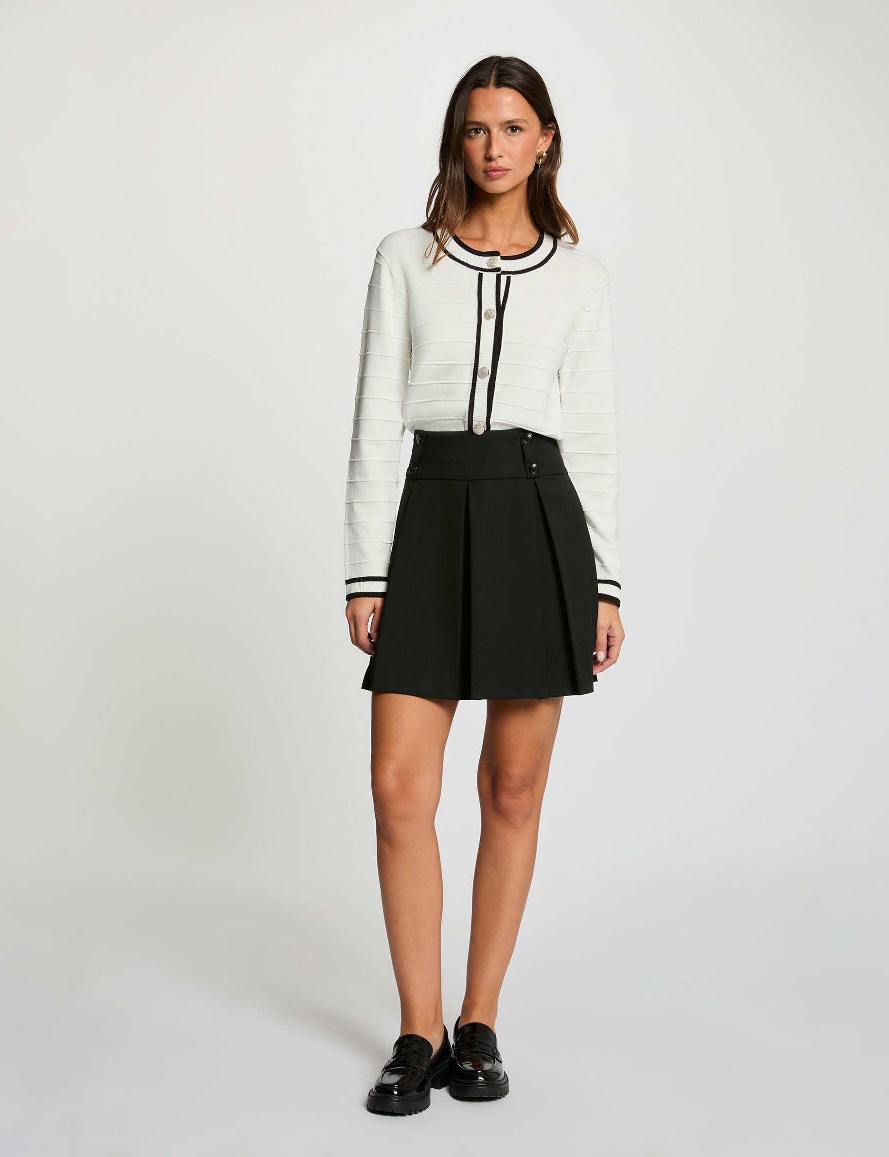 Chaleco entallado cuello redondo blanco mujer