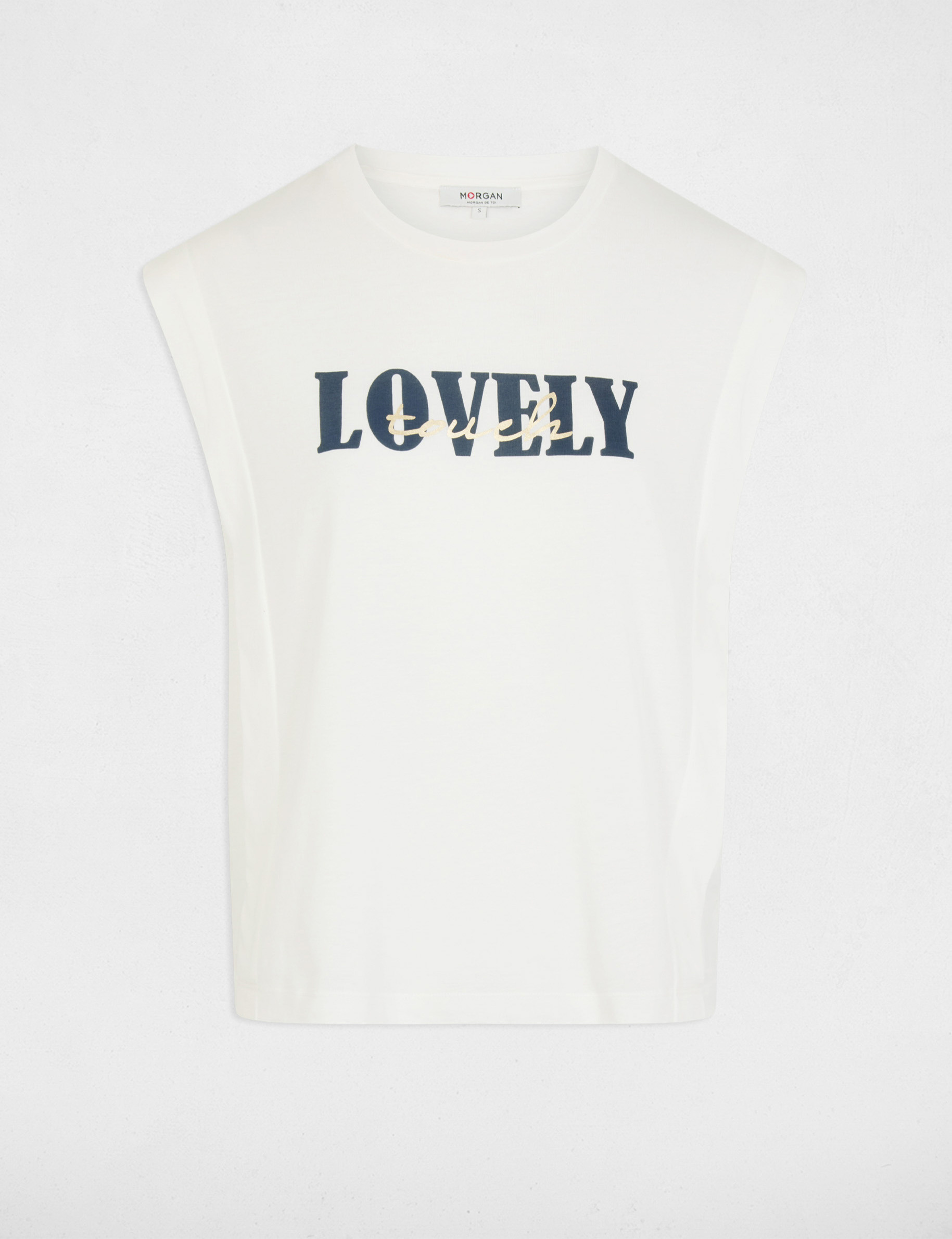 Camiseta recta cuello redondo blanco mujer