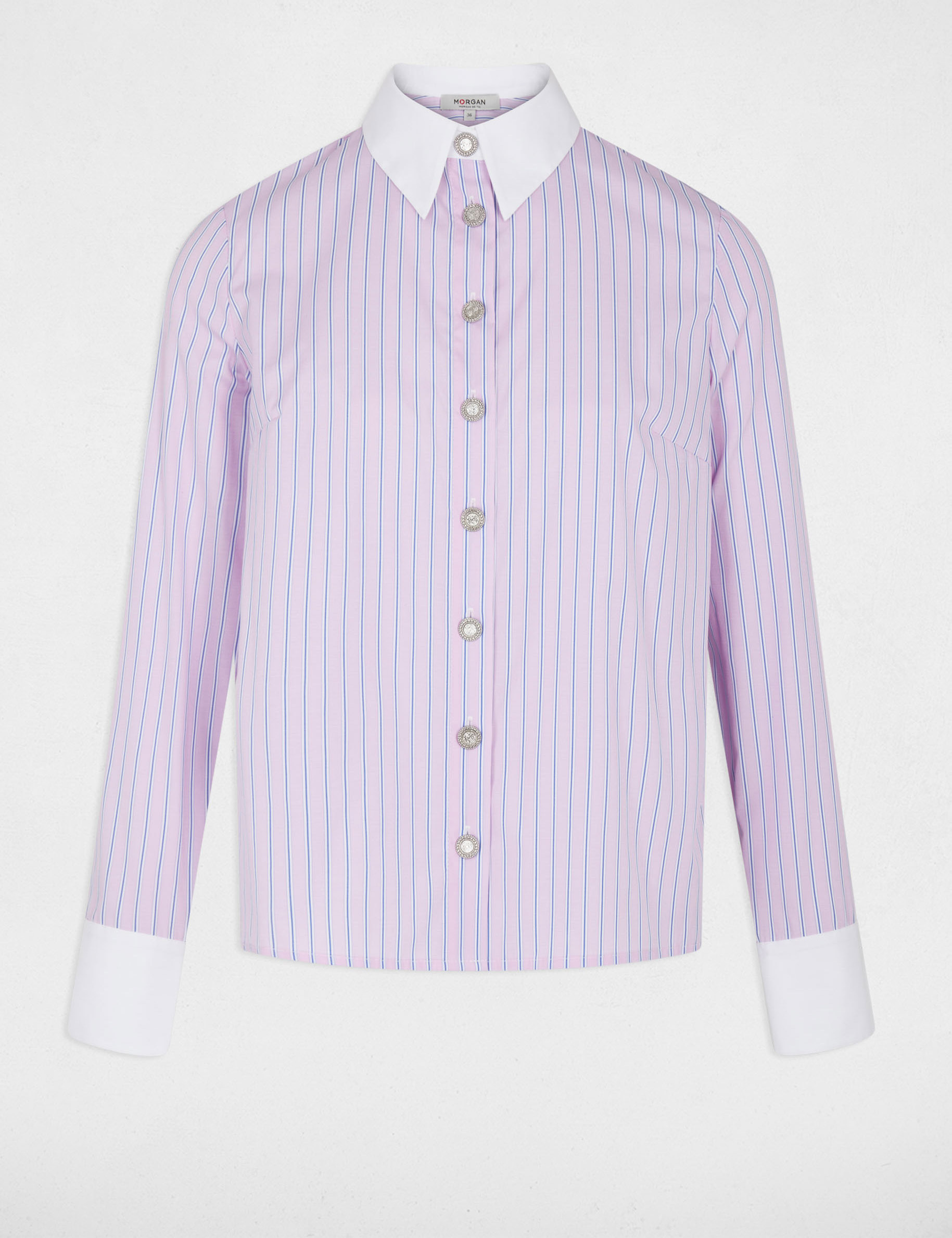 Camisa manga larga rayas rosa mujer