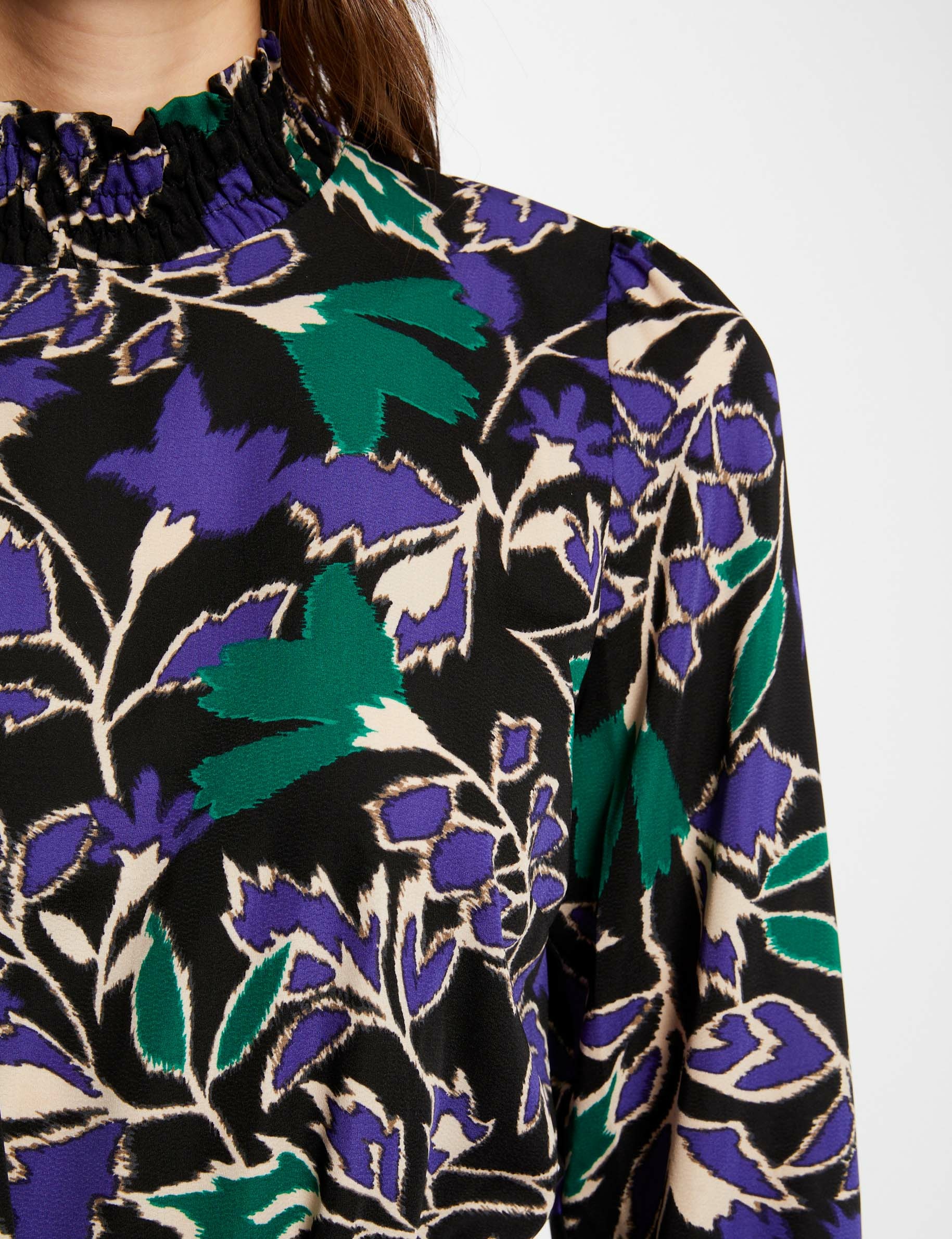 Blusa manga larga estampado vegetal multico mujer