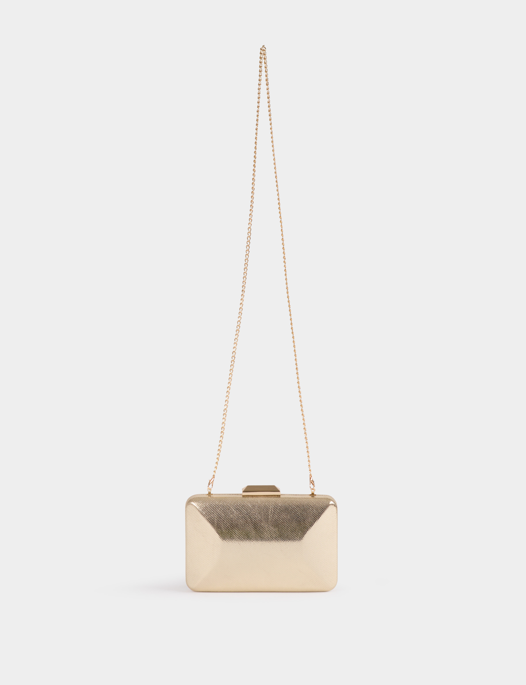 Bolso cartera mano metalizado amarillo oro mujer
