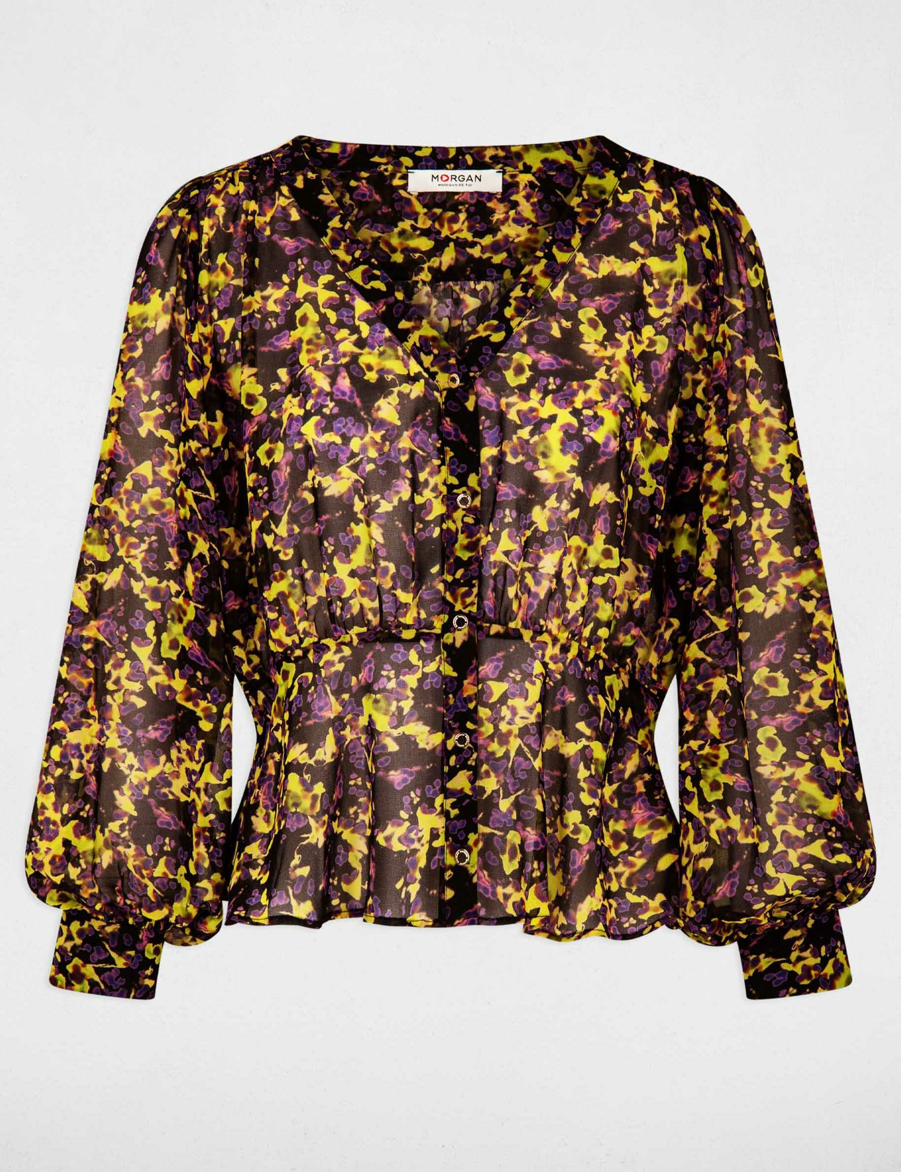 Camisa manga larga estampado abstracto multico mujer