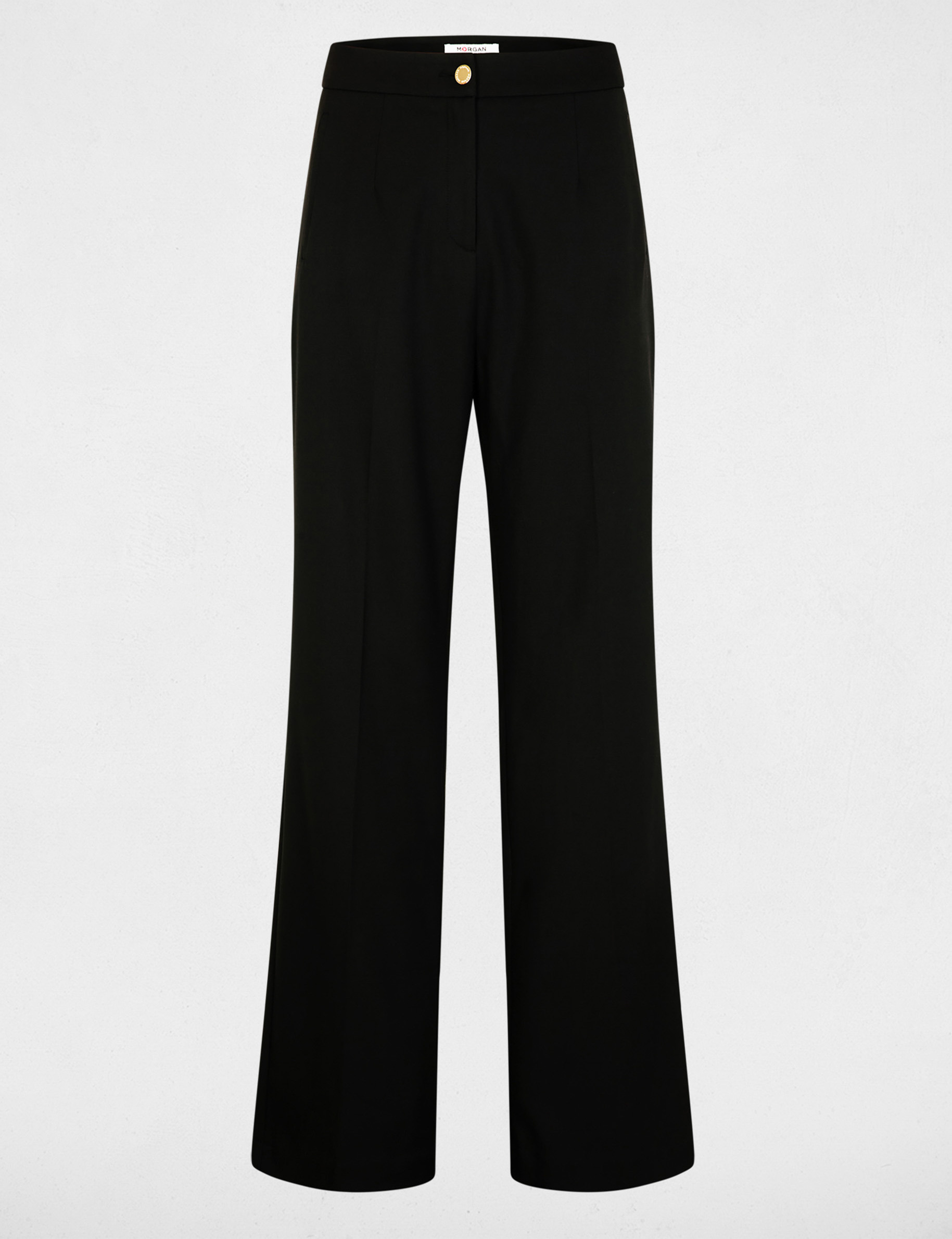 Pantal&oacute;n flare con pinzas negro mujer