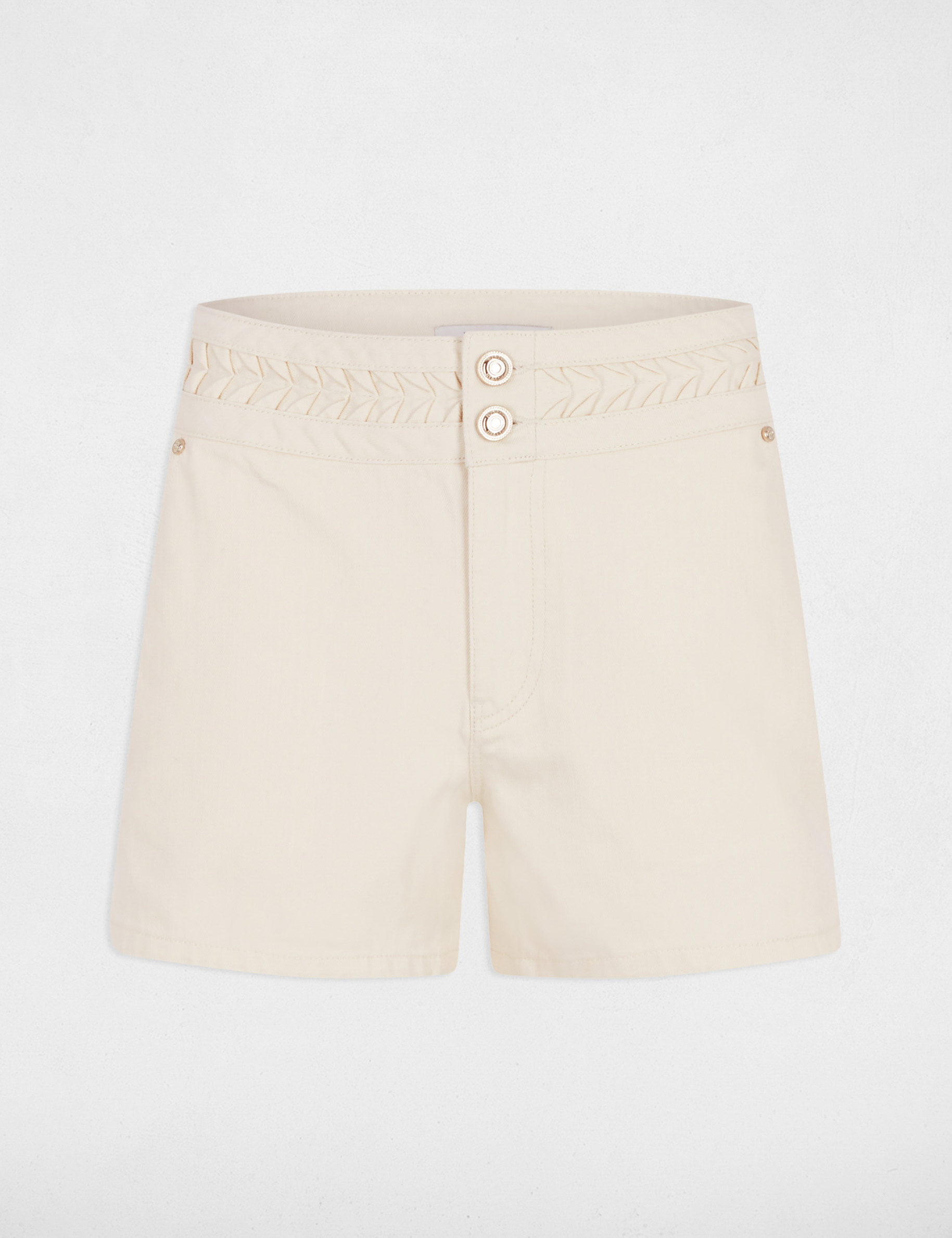 Short vaquero talle bajo creme mujer