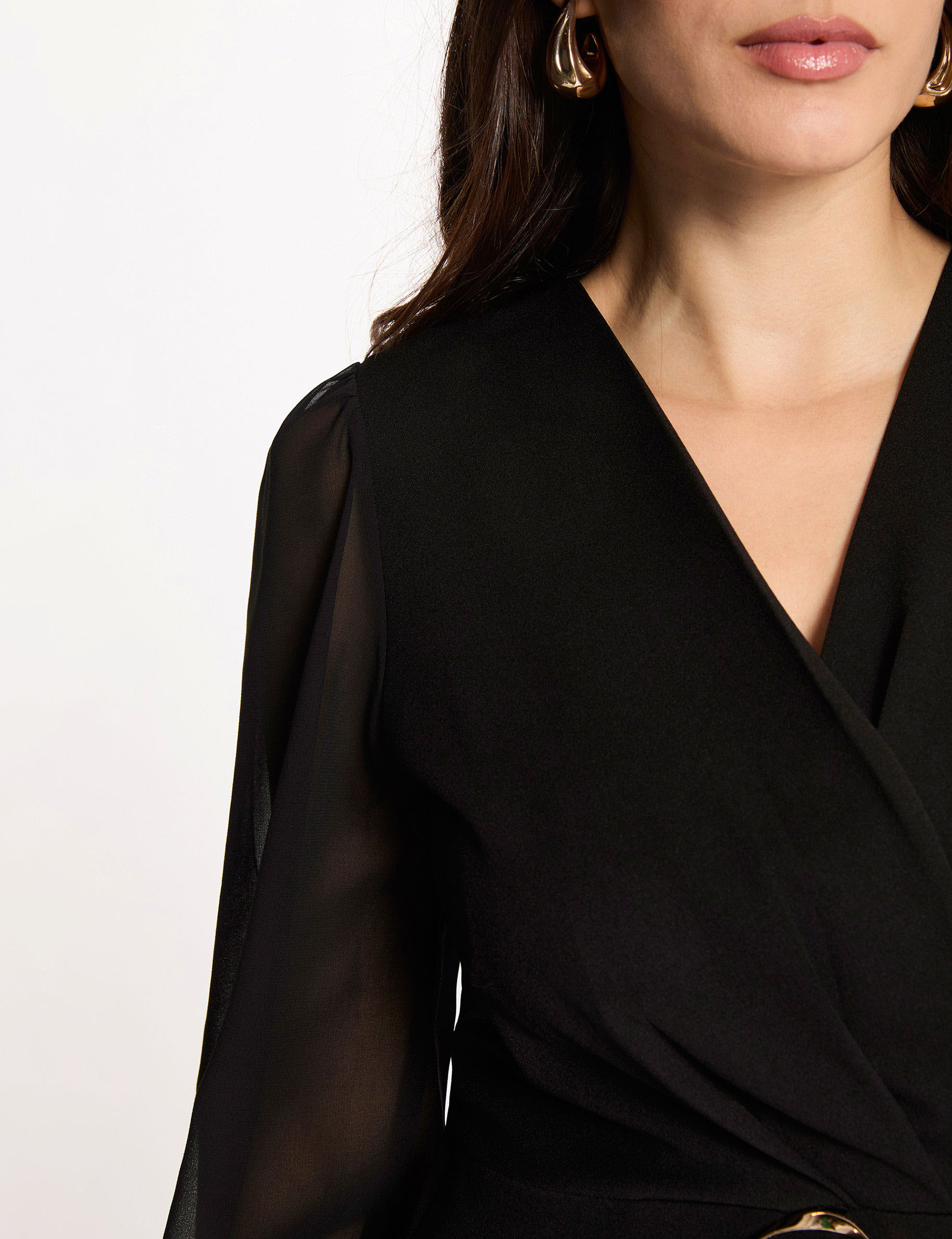 Vestido corto cruzado negro mujer