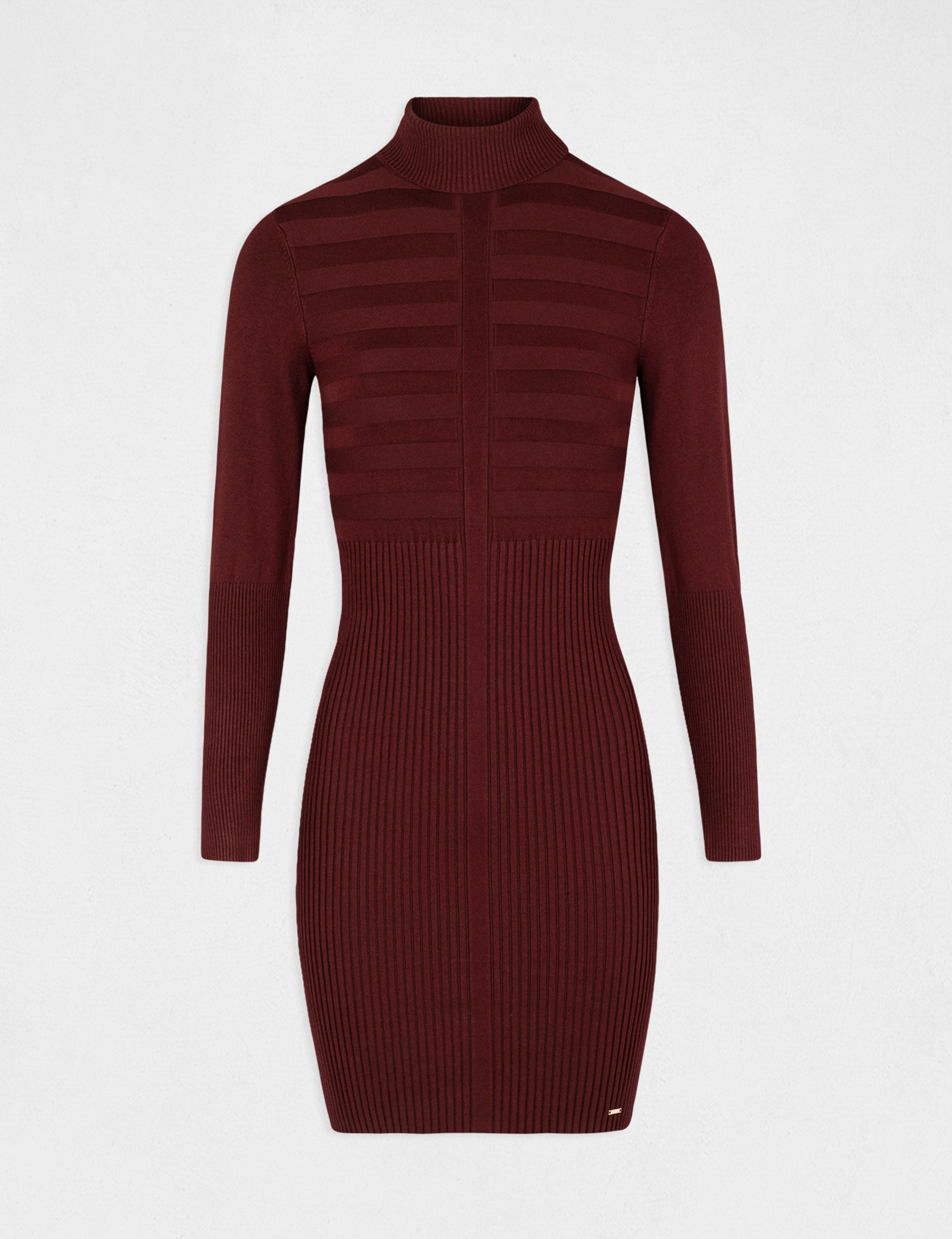 Vestido ajustado con cuello de tortuga violeta oscuro mujer
