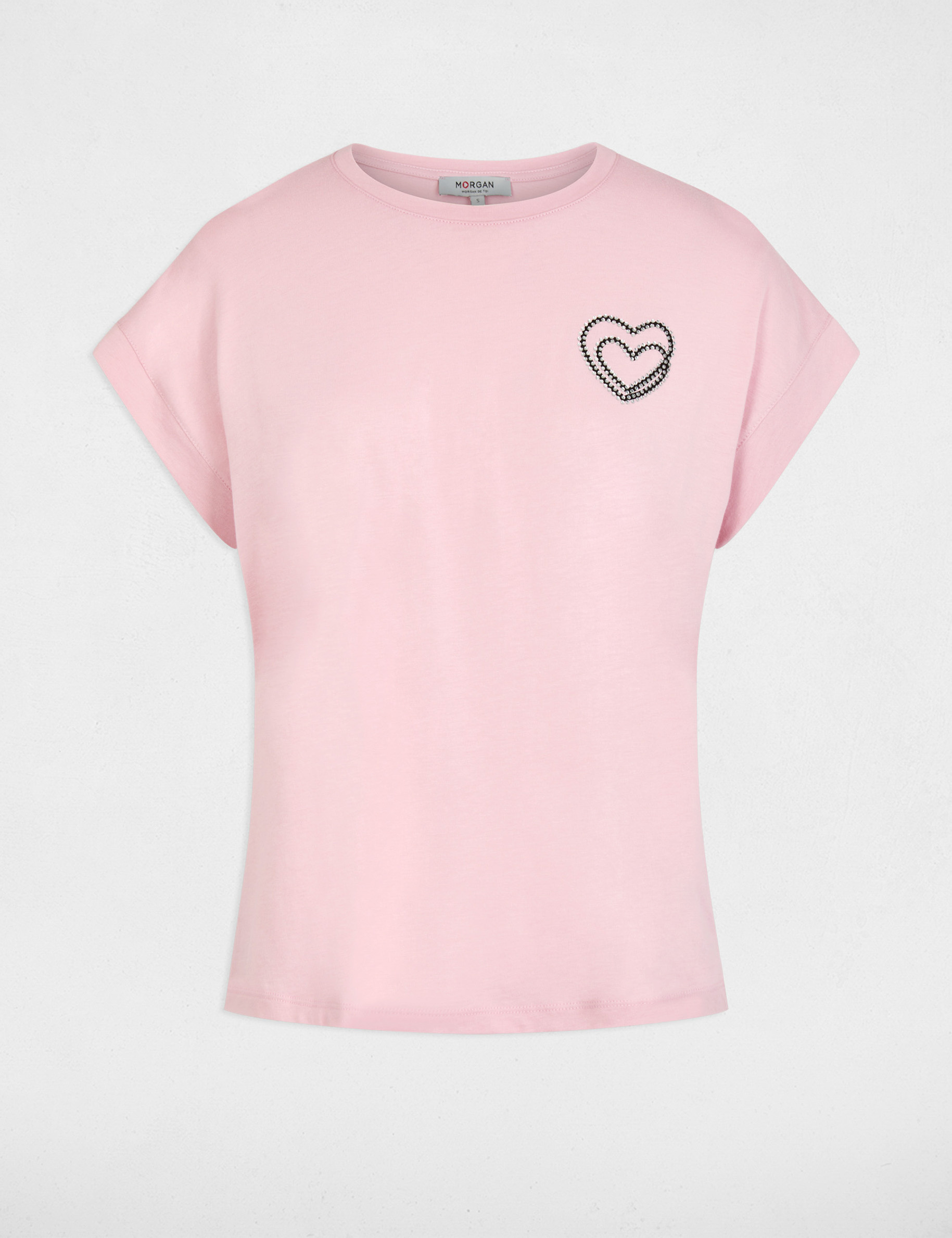 Camiseta de manga corta rosa mujer