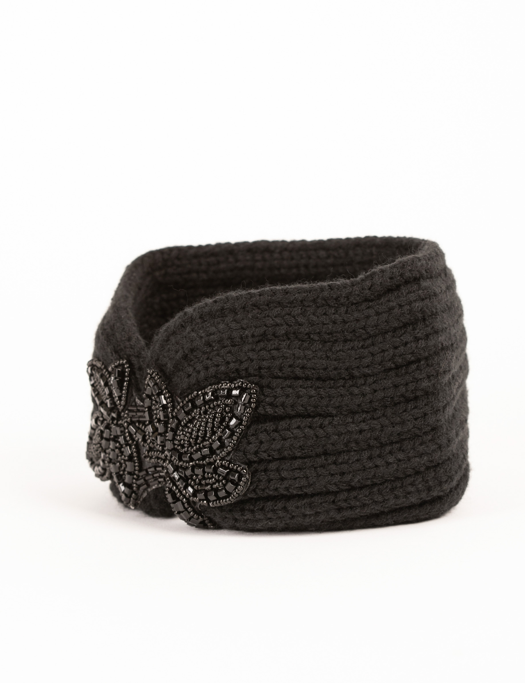 Diadema con detalle de perlas negro mujer