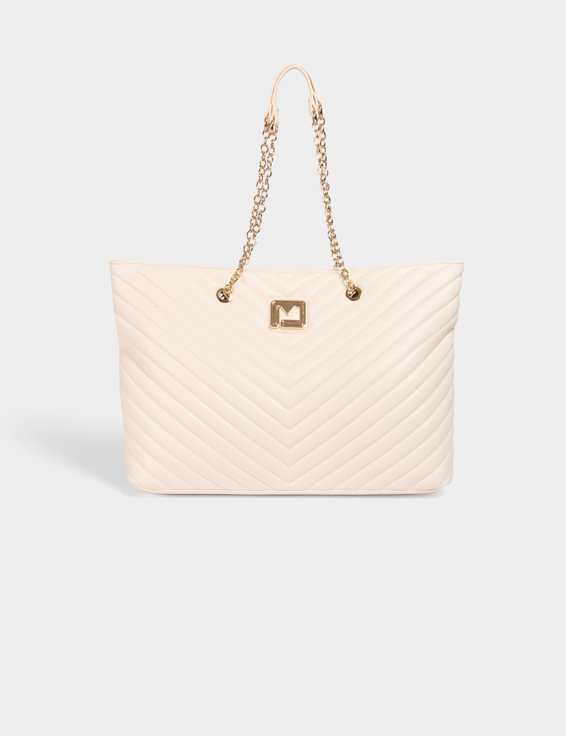 Bolso shopper acolchado marfil mujer