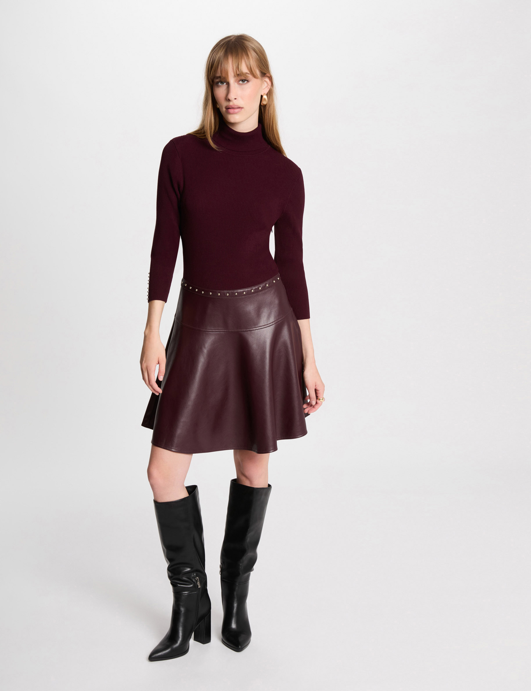 vestido corto de patinadora ciruela mujer Vestido corto de patinadora ciruela mujer