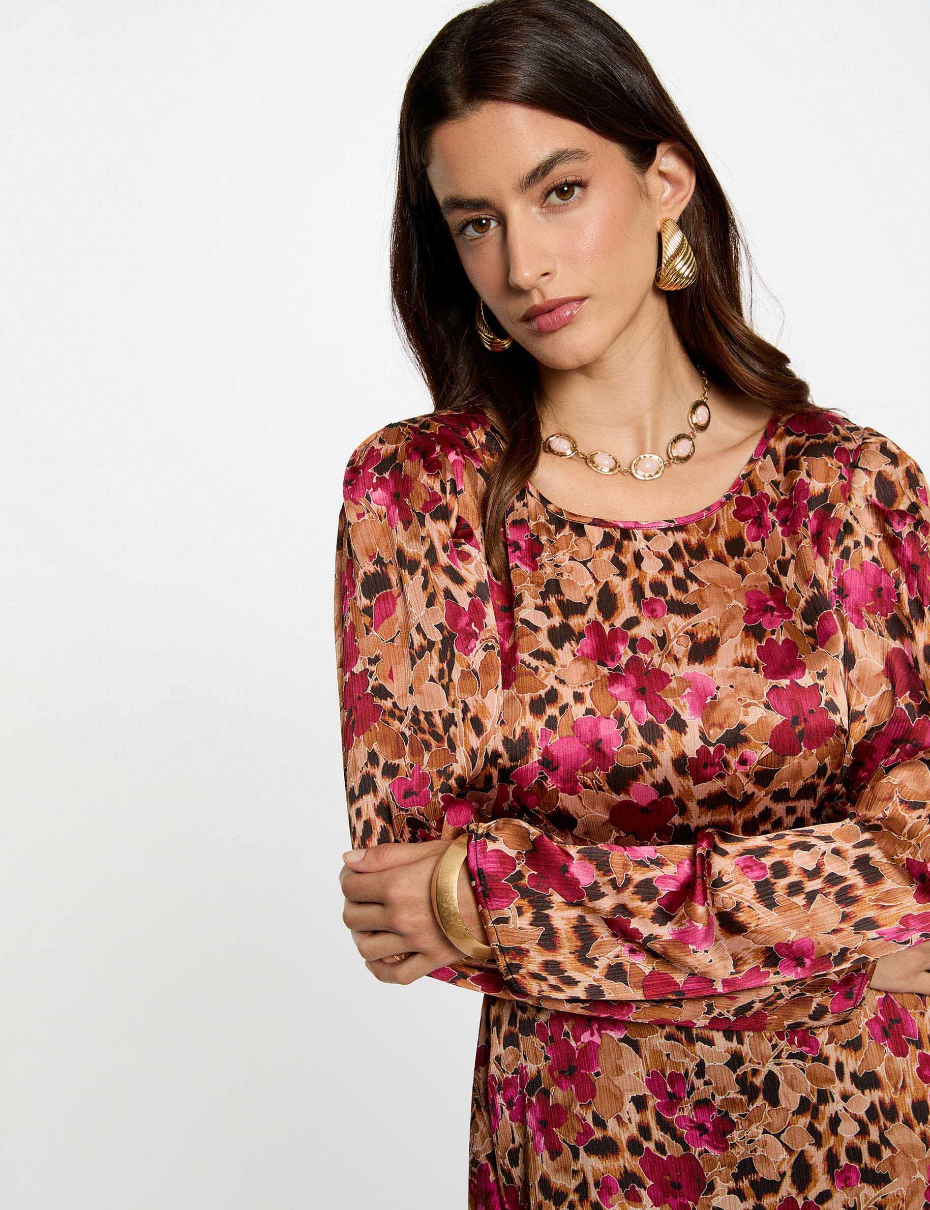 Vestido corto plisado multicolor mujer