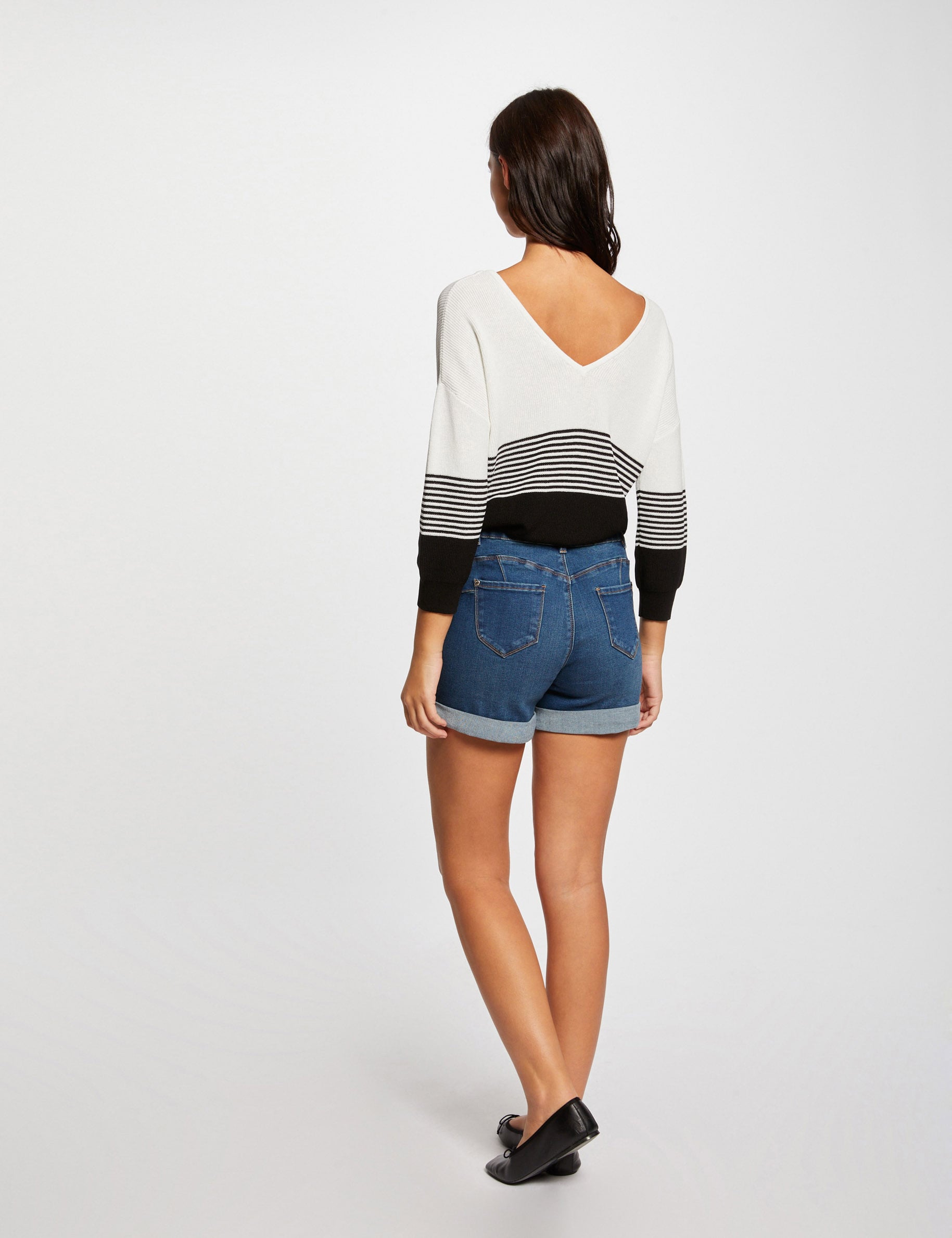 Short vaquero recto denim stone mujer