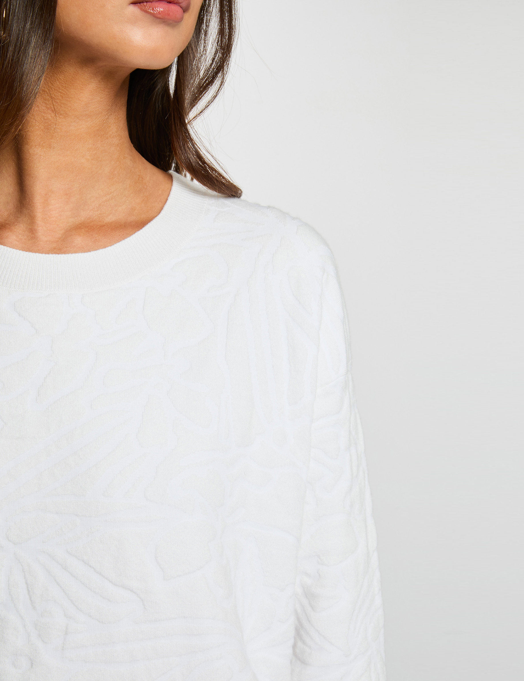 Jersey con cuello redondo blanco mujer