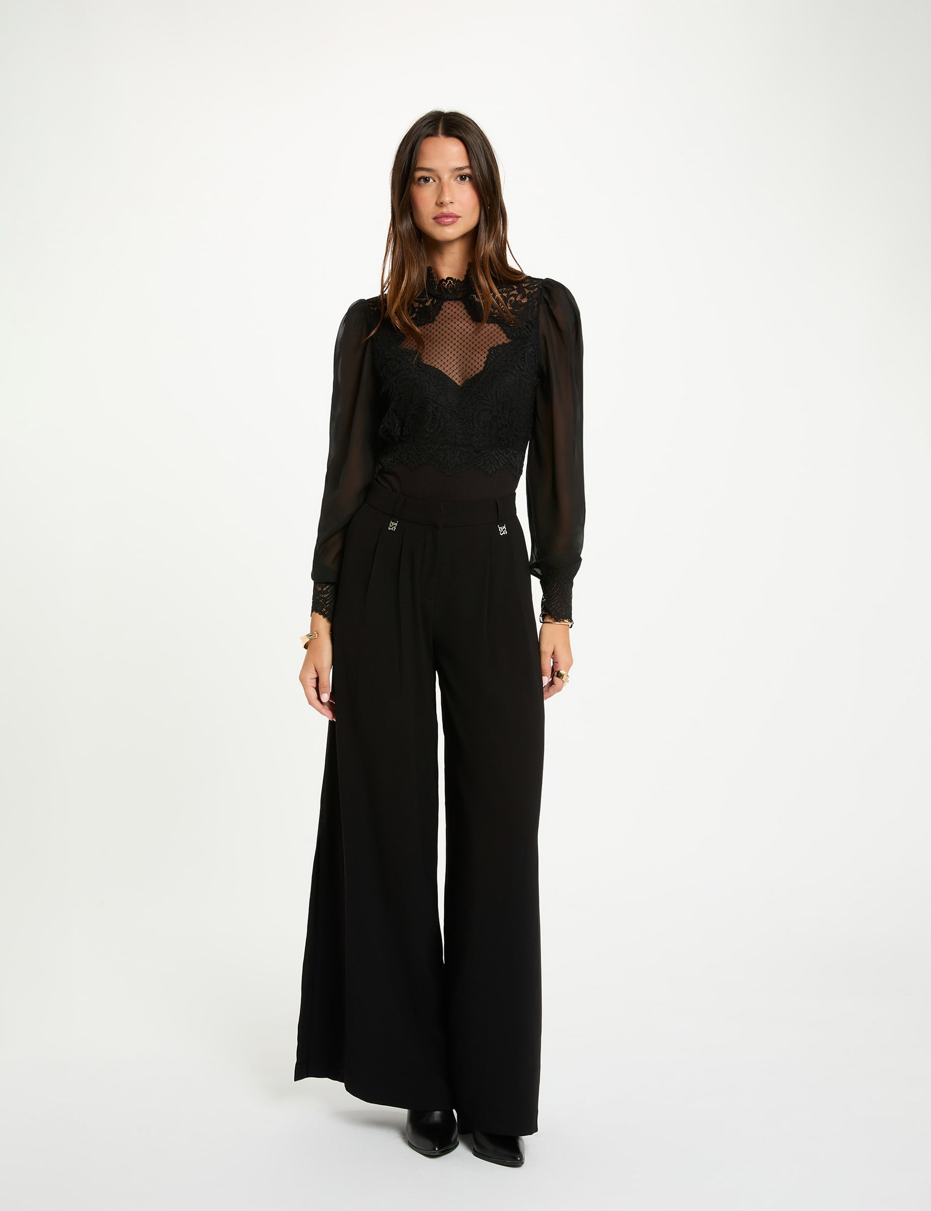 Body de encaje negro mujer