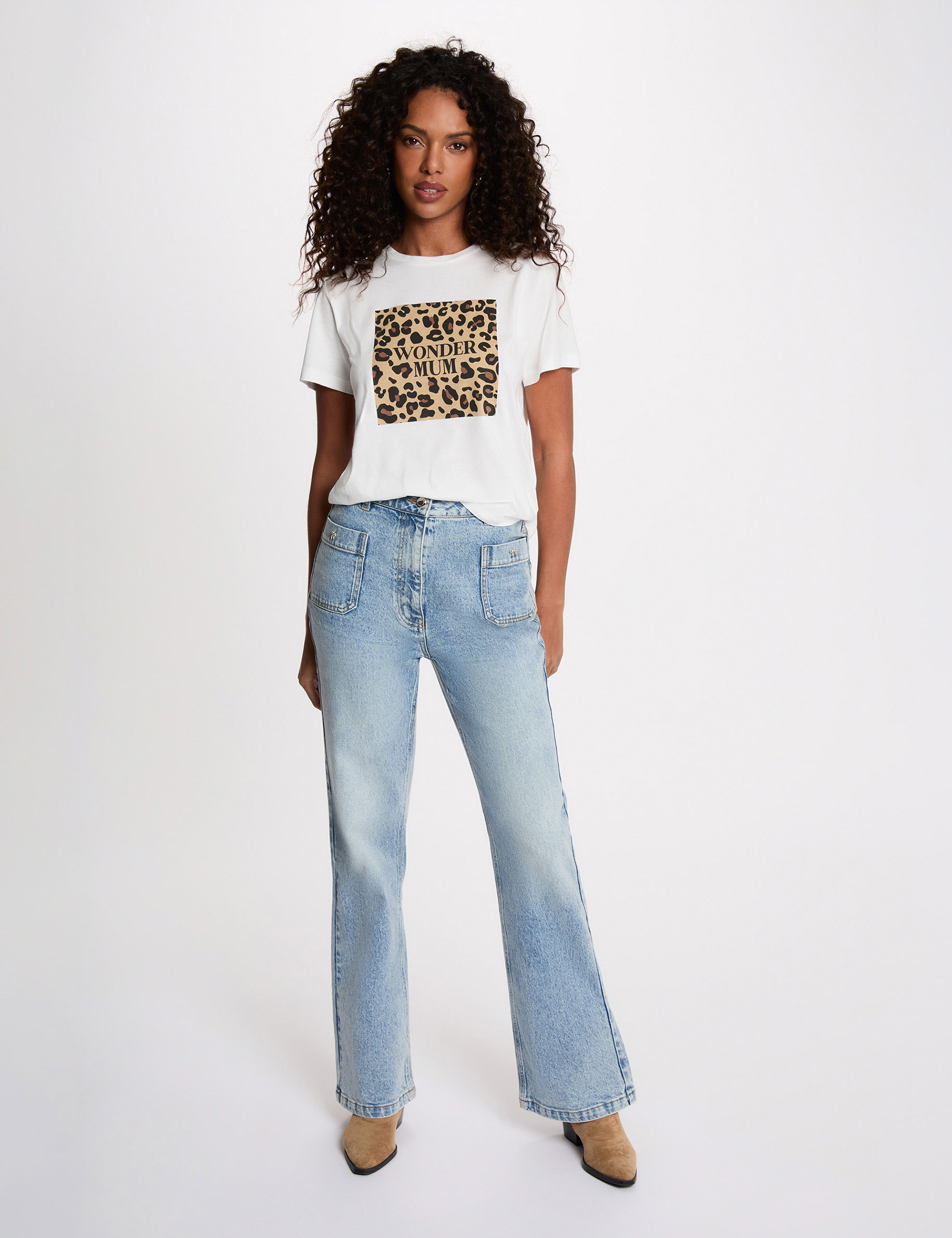 Camiseta de manga corta blanco mujer