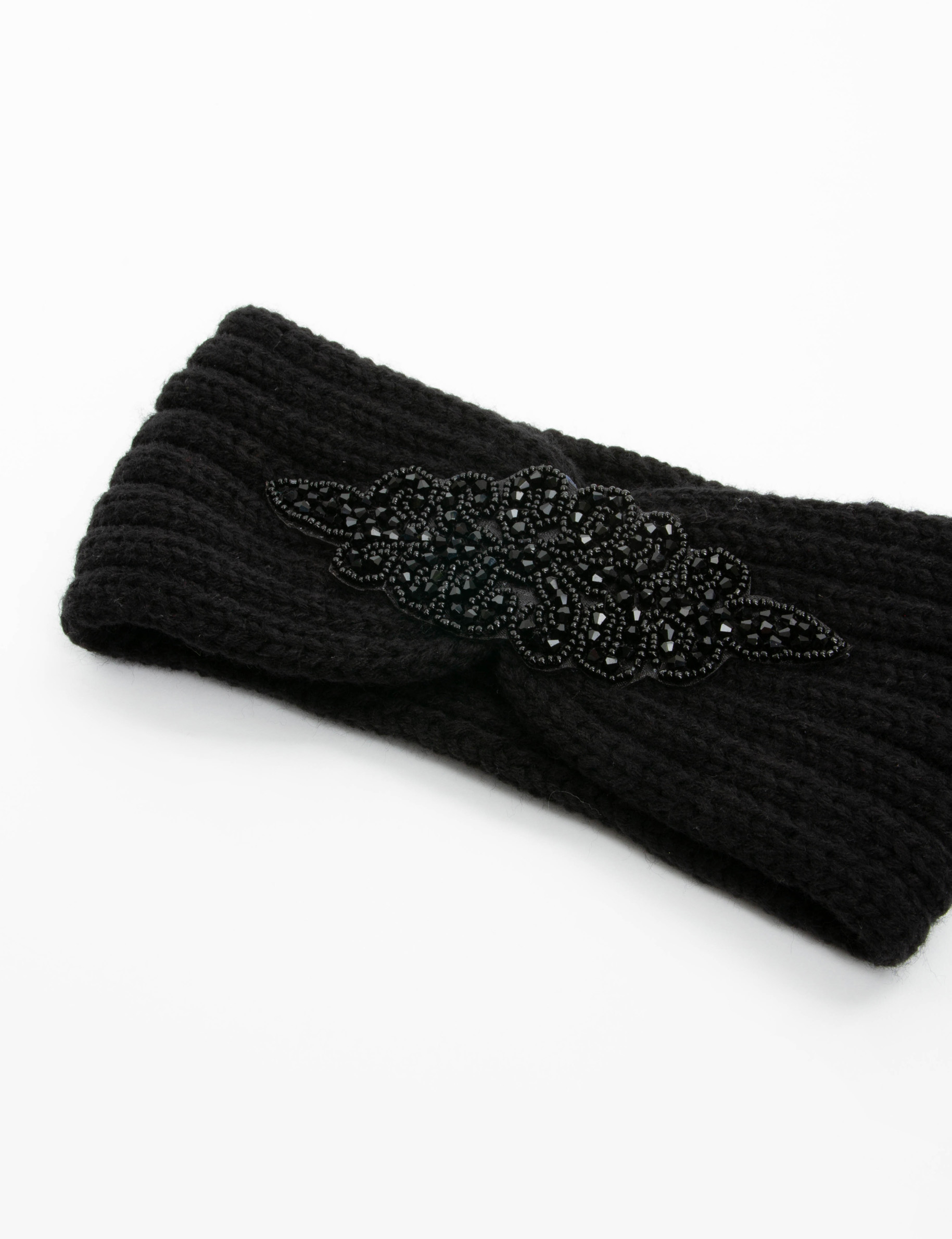 Diadema con detalle de perlas negro mujer