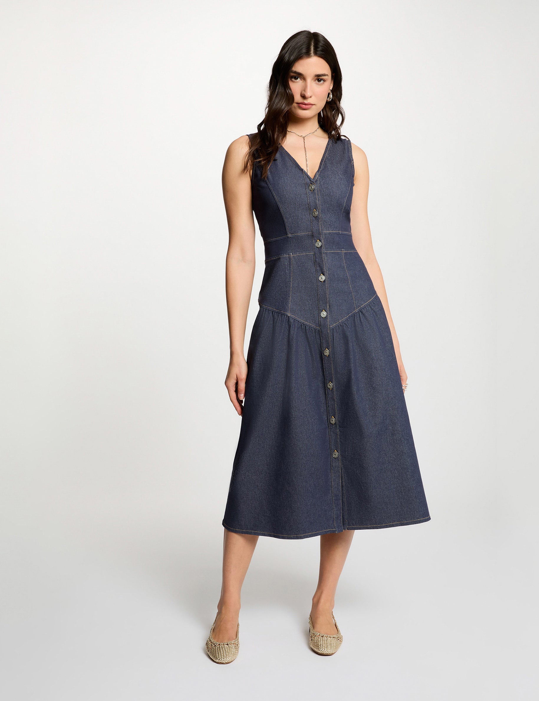 Vestido ajustado efecto vaquero denim crudo mujer