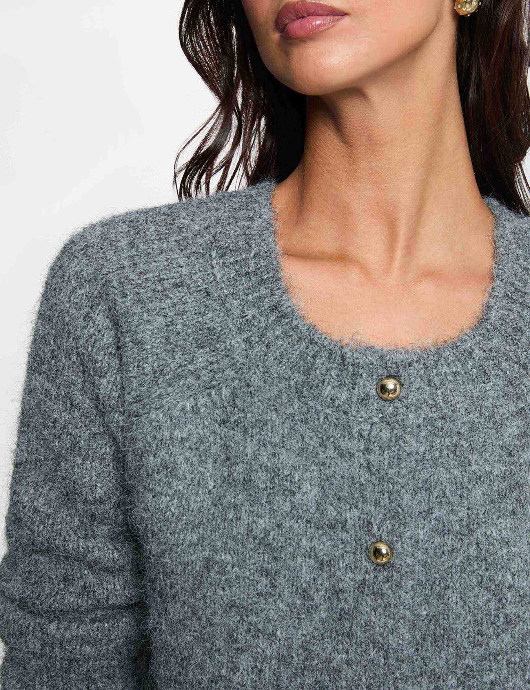 C&aacute;rdigan con cuello redondo gris claro mujer