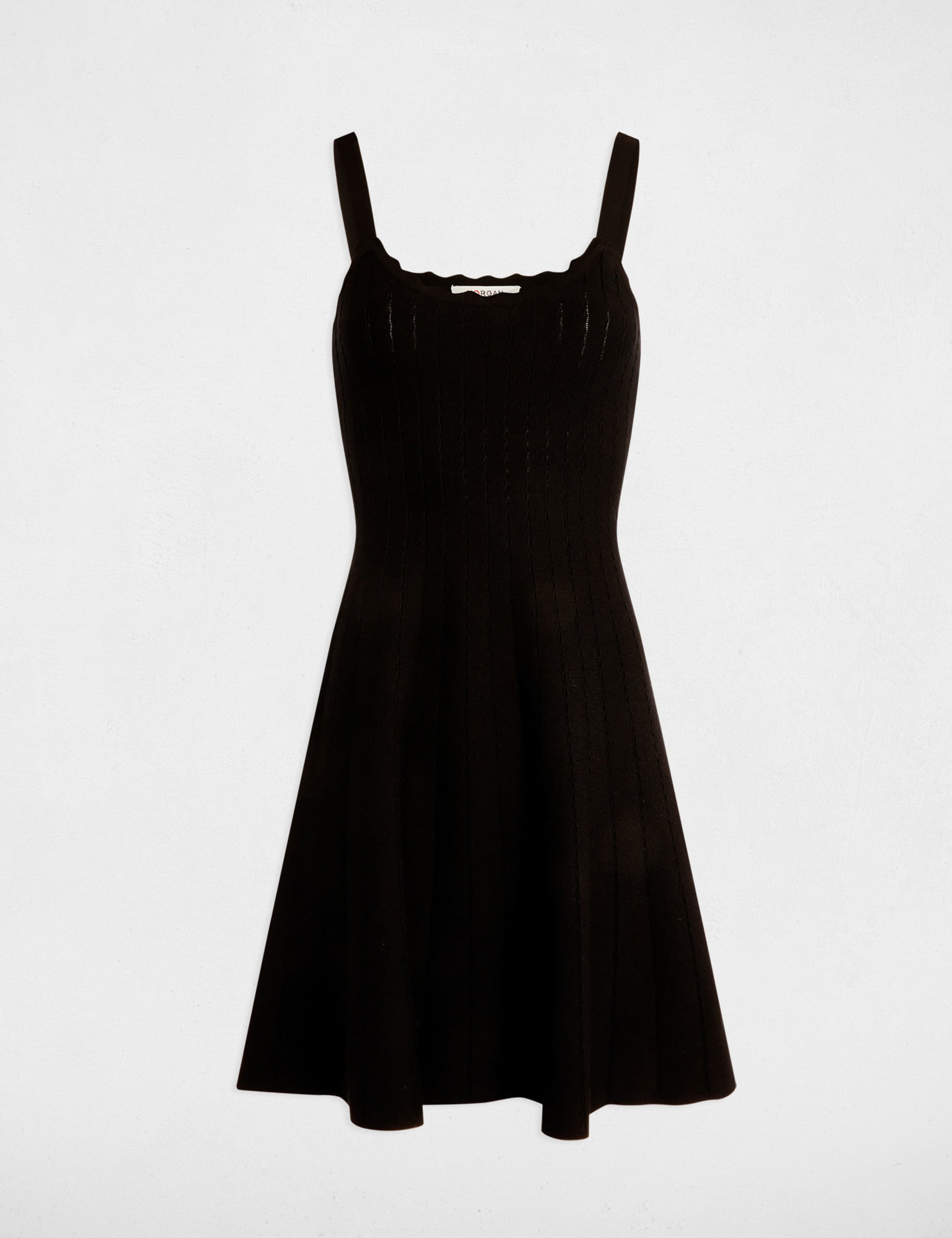 Vestido de punto con tirantes finos negro mujer