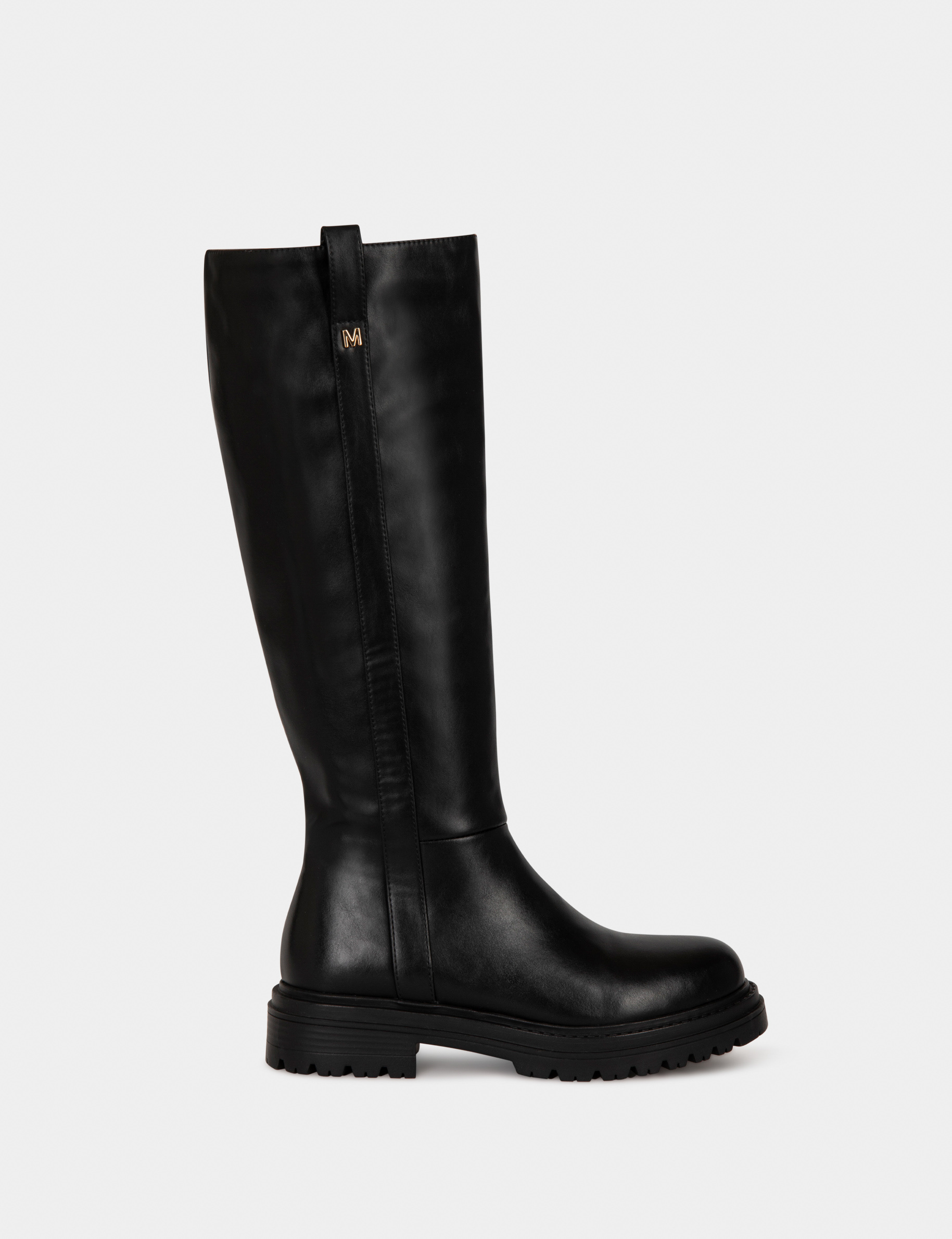 botas planos con suela gruesa negro mujer Botas planos con suela gruesa negro mujer