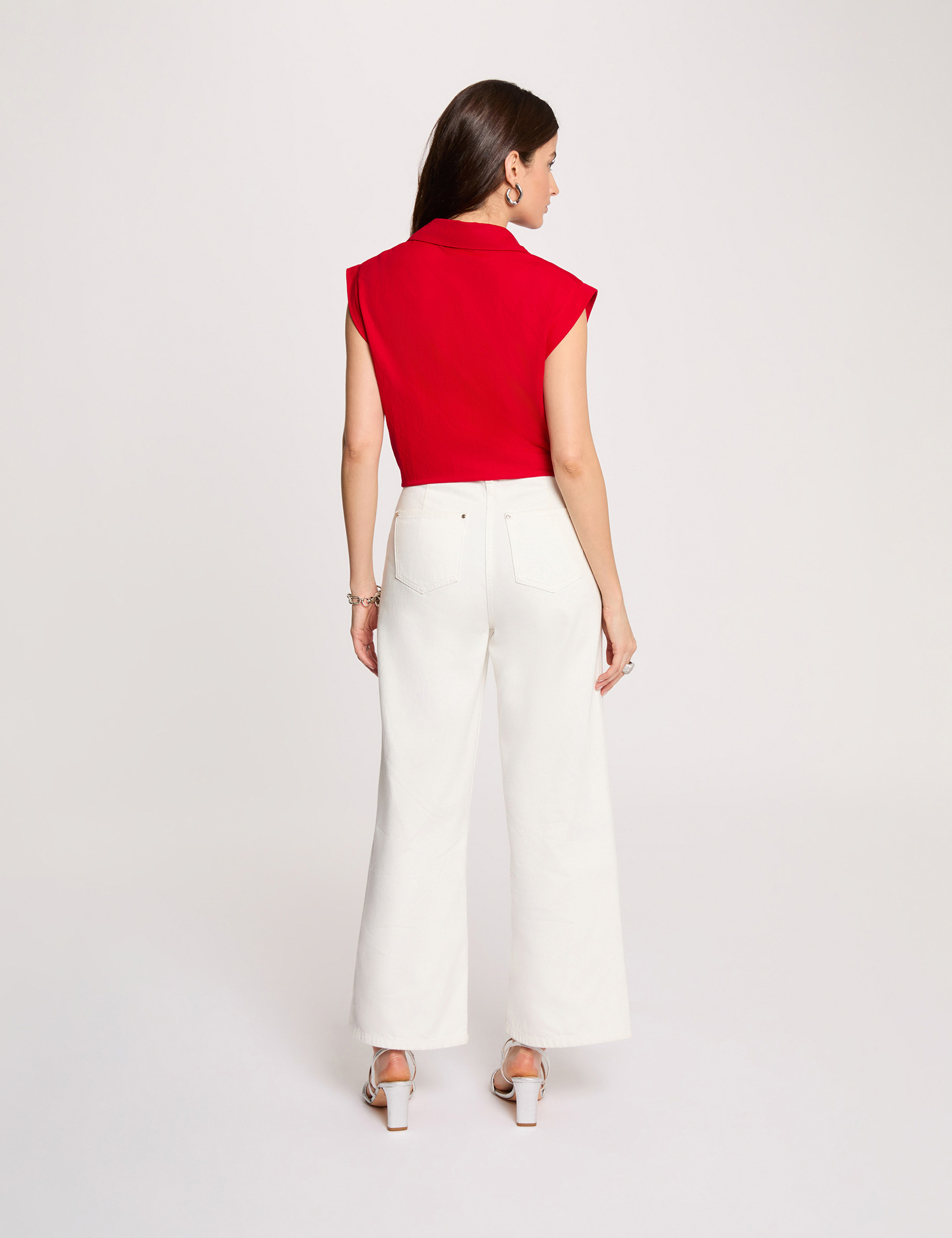 Blusa sin mangas rojo mujer