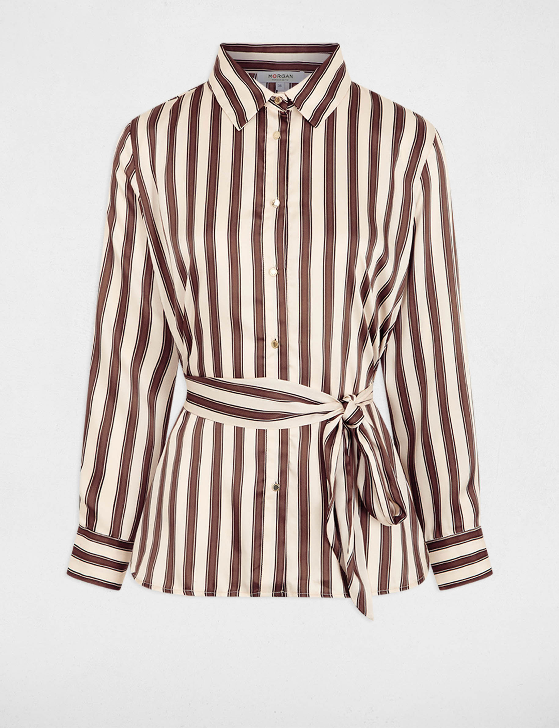 Camisa de rayas con cintur&oacute;n multicolor mujer