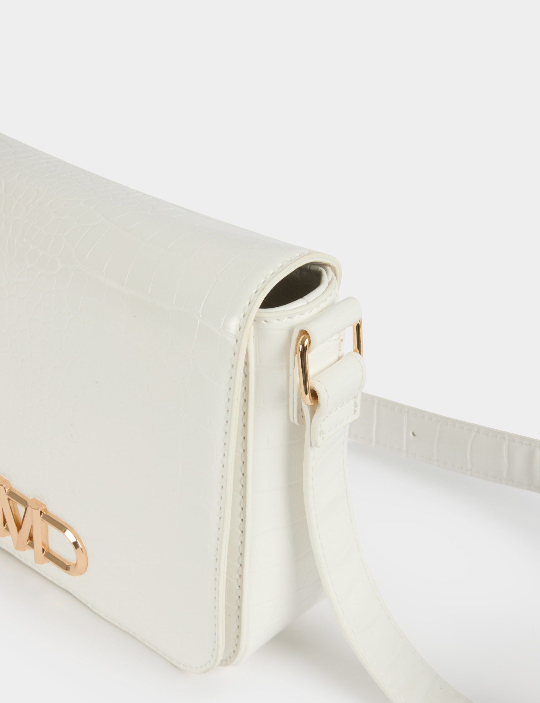 Bolso bandolera efecto cocodrilo marfil mujer