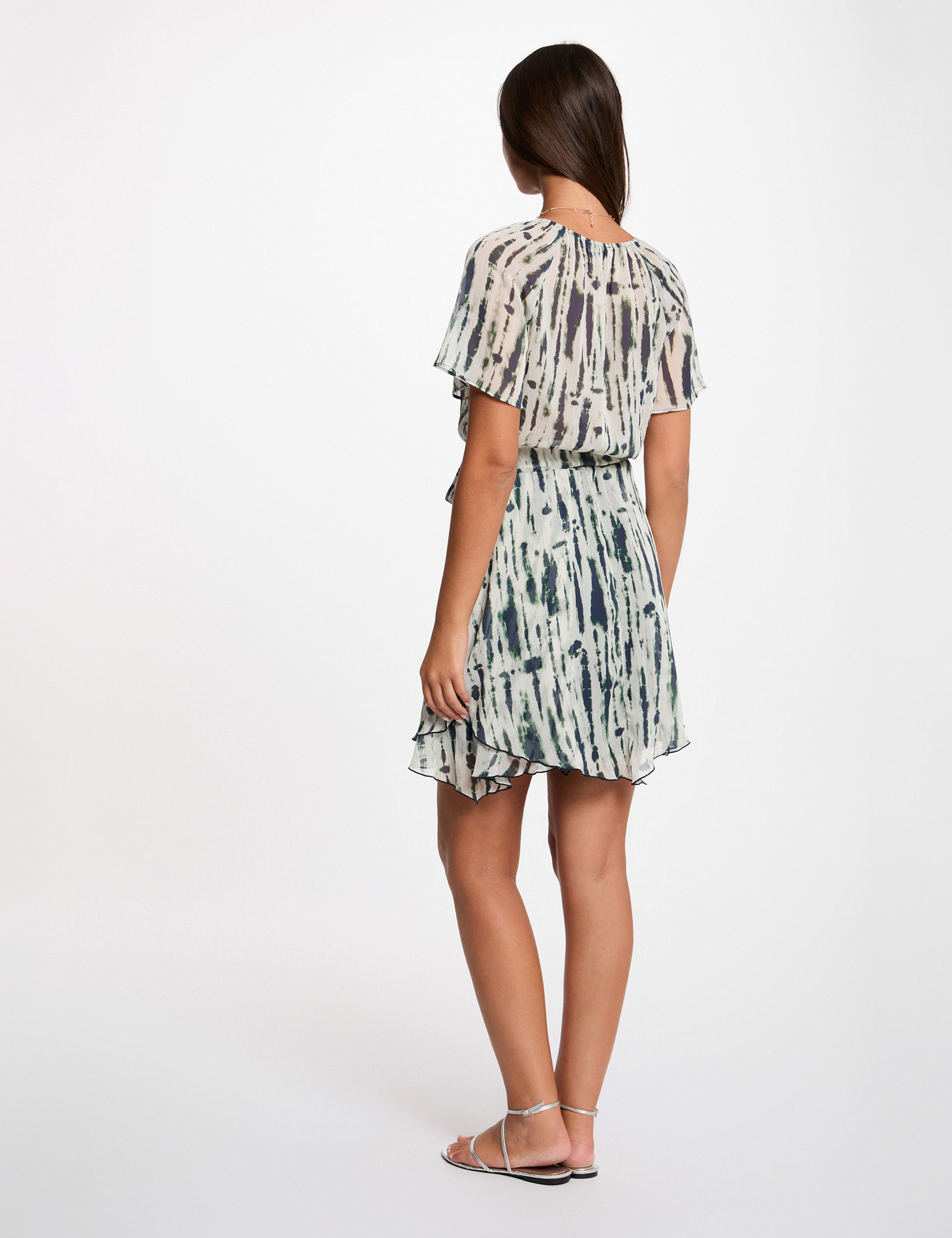Vestido corto con cuello en V multicolor mujer