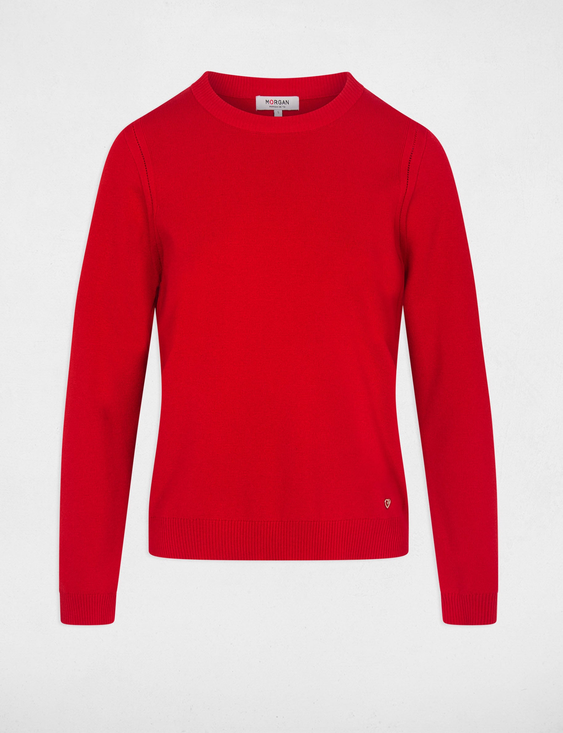 Jersey de punto con relieve rojo mujer