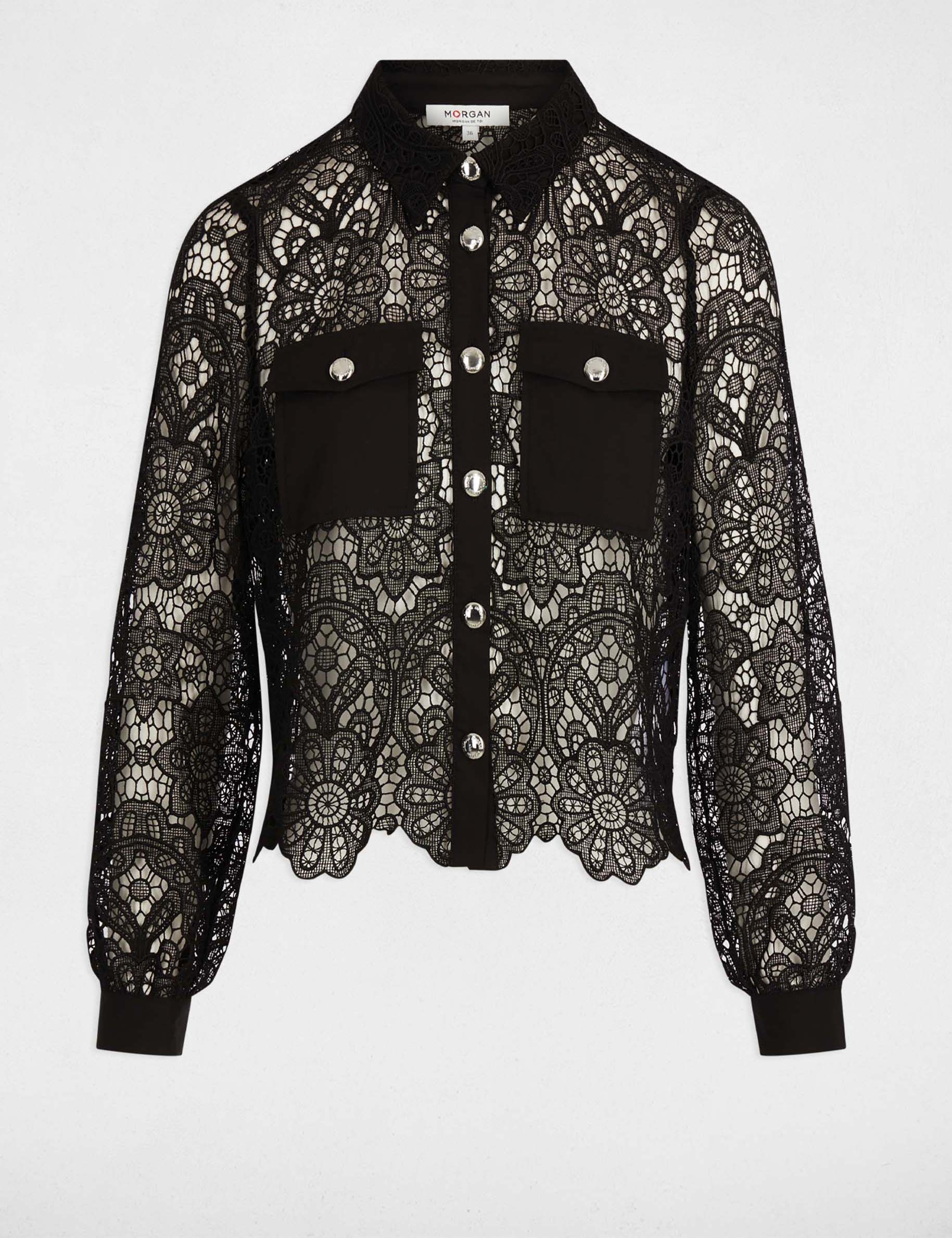 Camisa manga larga negro mujer