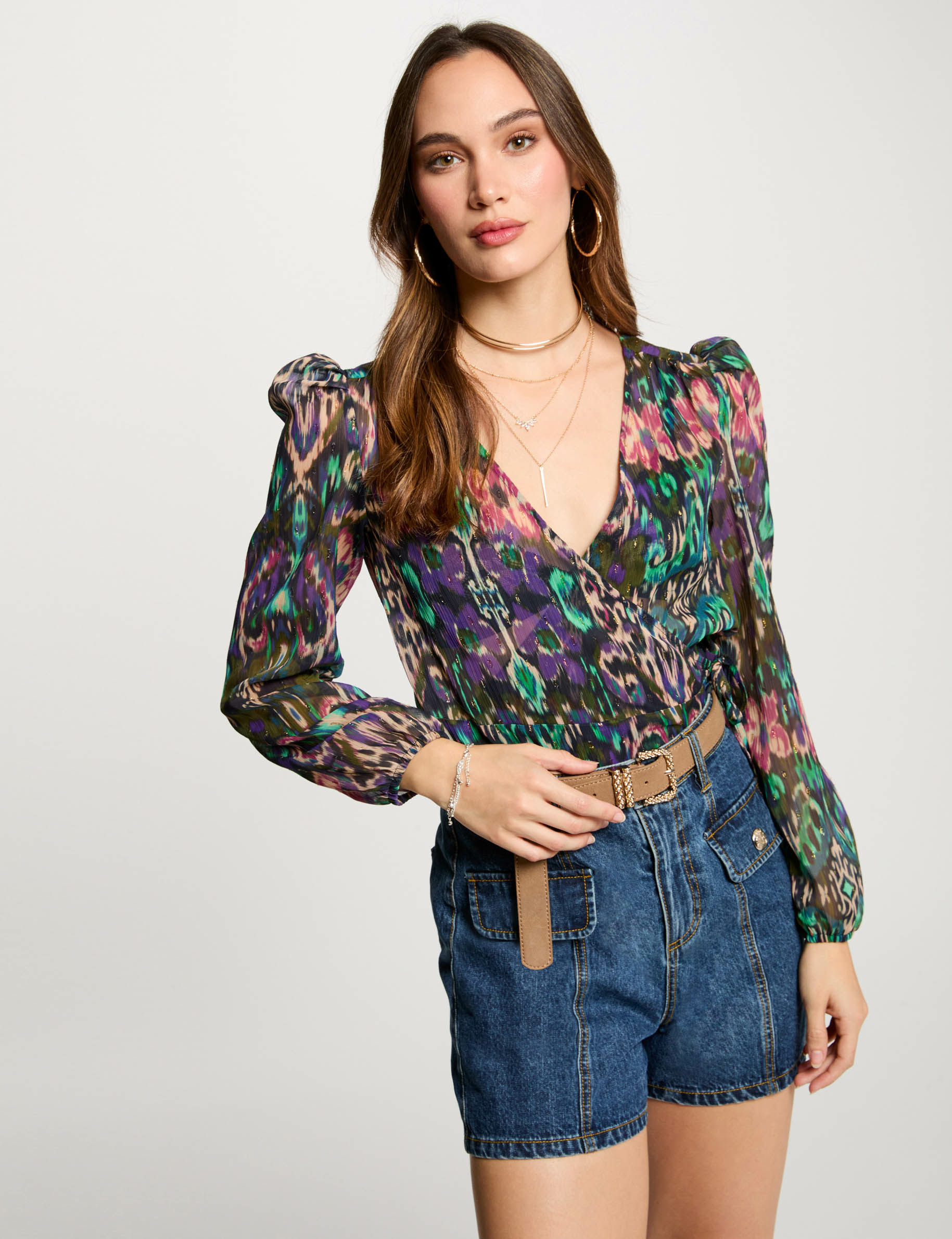 blusa manga larga multicolor mujer Blusa manga larga multicolor mujer