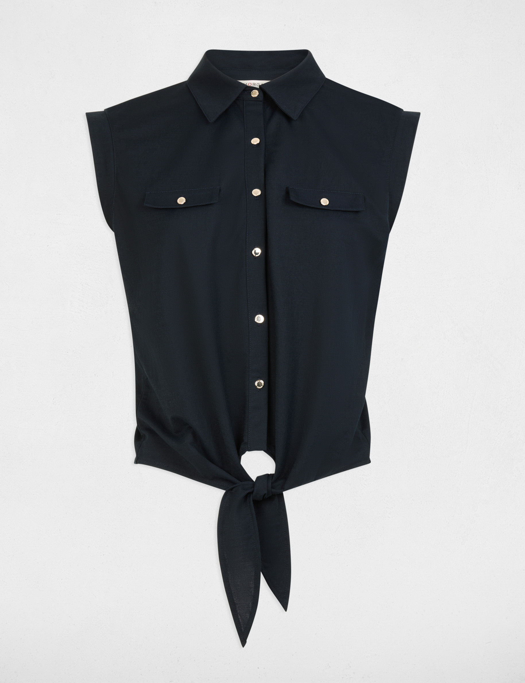 Blusa sin mangas azul marino mujer