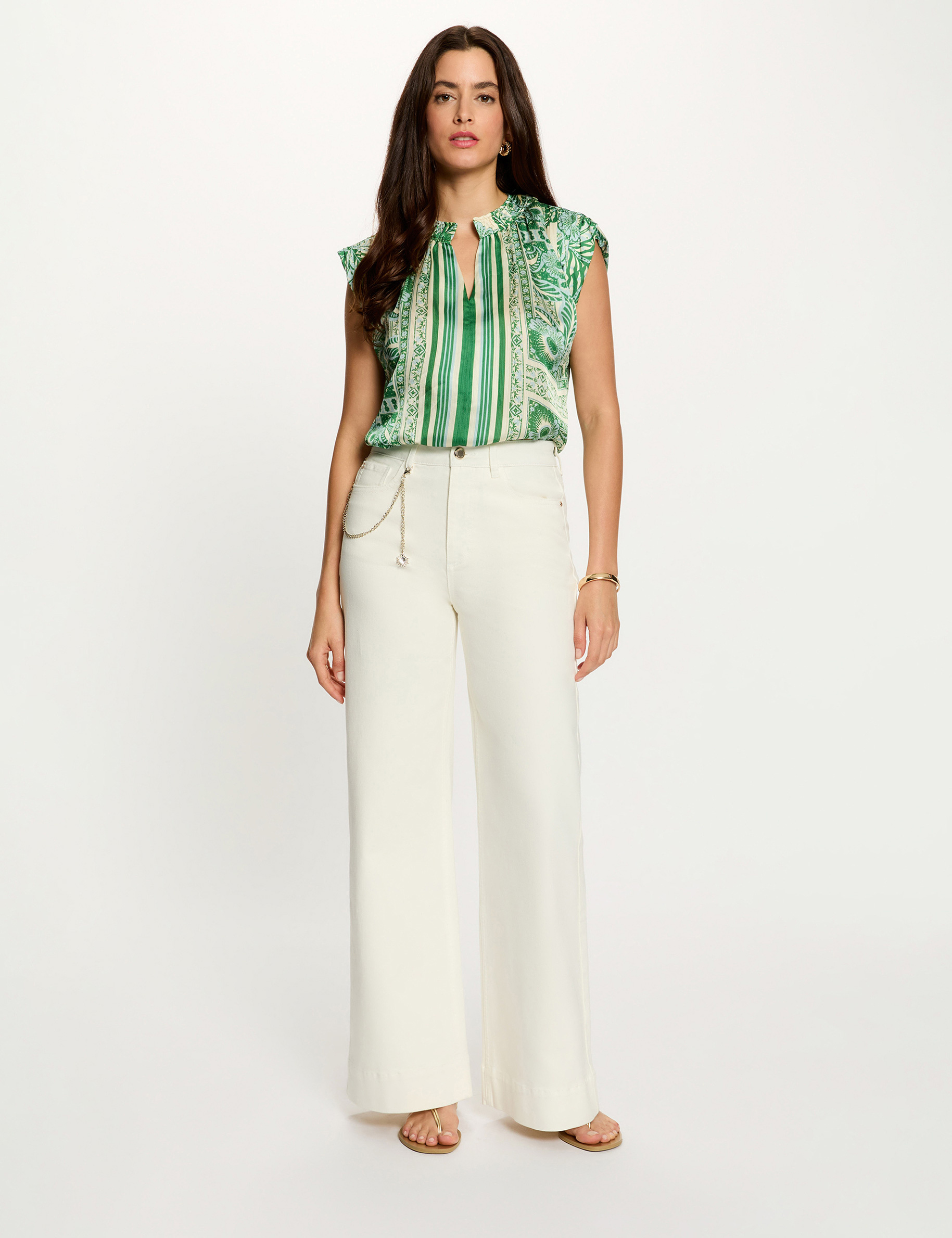 Blusa sin mangas cuello v multicolor mujer