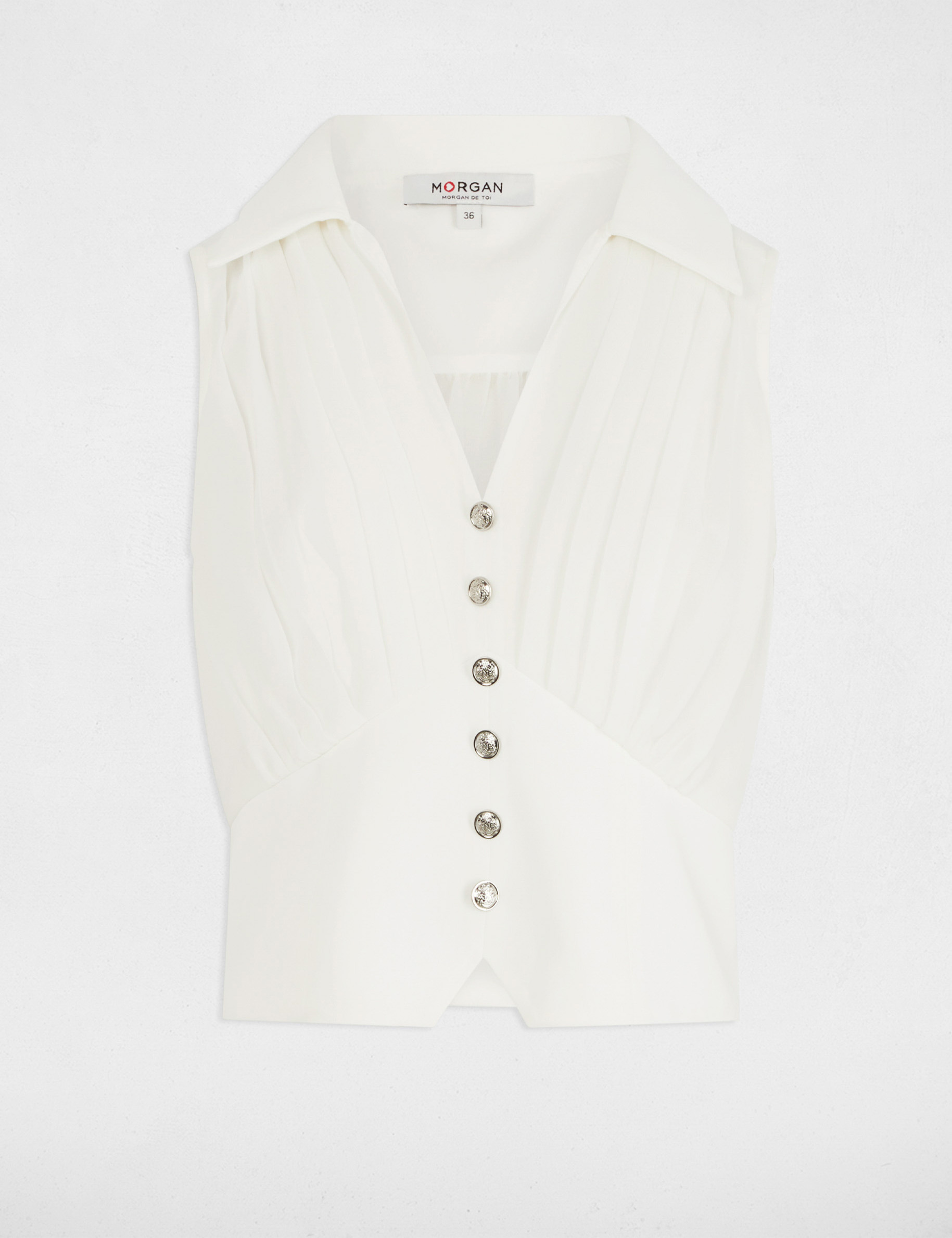 top plisado sin mangas blanco mujer Top plisado sin mangas blanco mujer