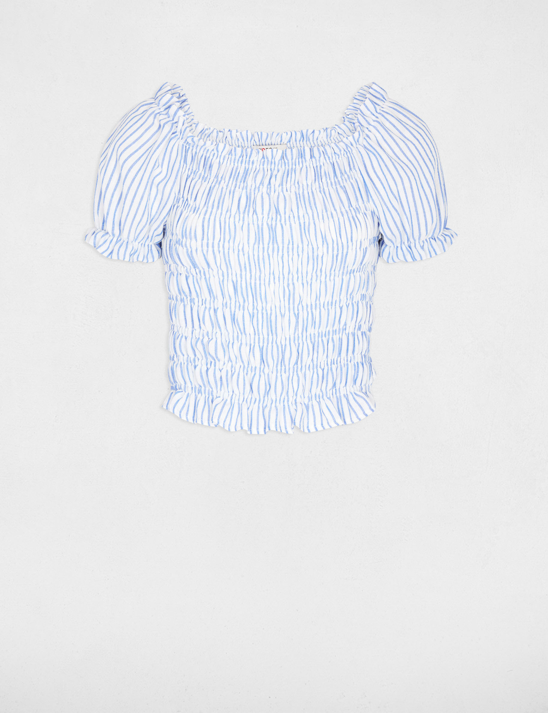 Blusa rayada bardot azul cielo mujer