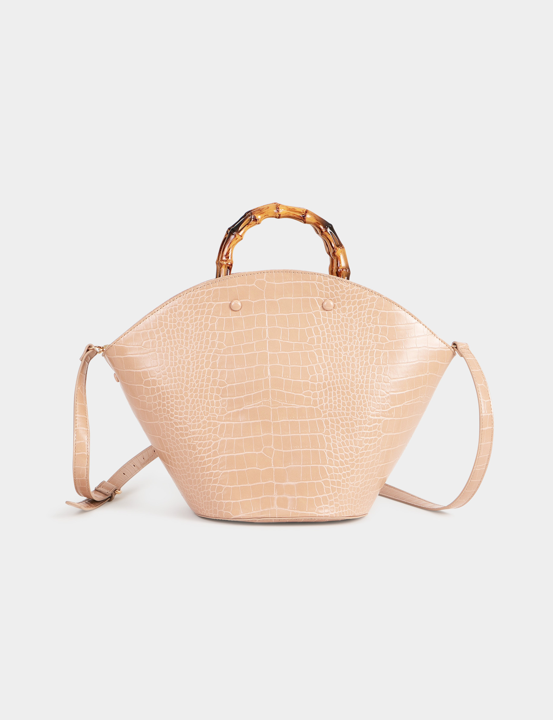 Bolso shopper con asas bambú beis mujer Bolso shopper con asas bambú beis mujer