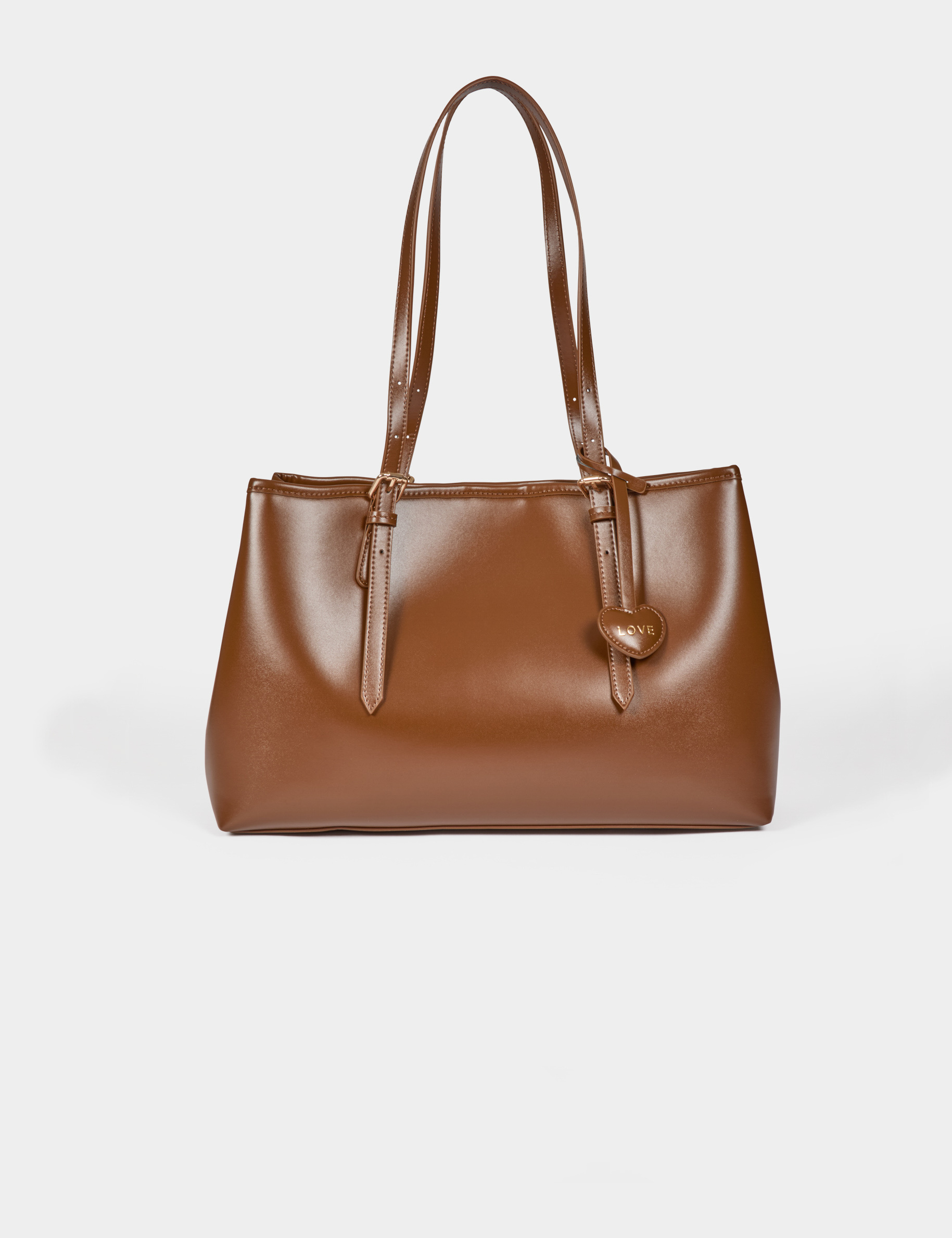 Bolso tote de piel sint&eacute;tica marr&oacute;n mujer