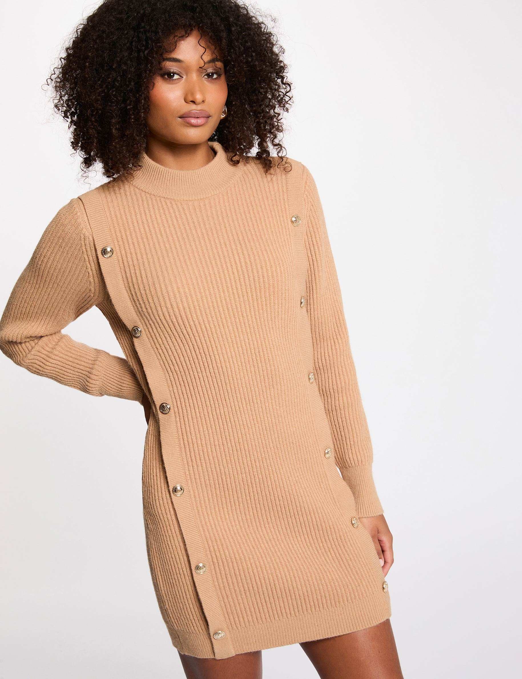 Vestido Only Ludo Beige Largo Cierre De Botones Para Muj